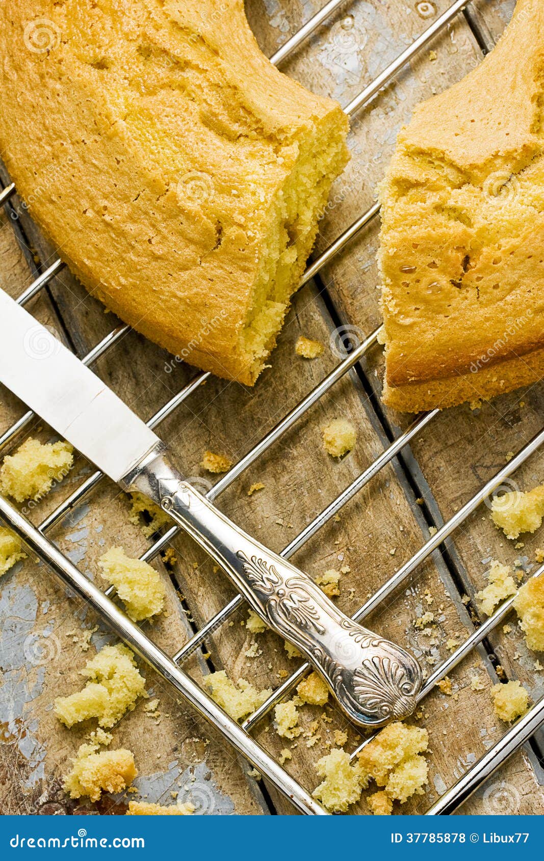 Sliced Angel Food Cake on Oven Rack Stock Photo Image of silverware