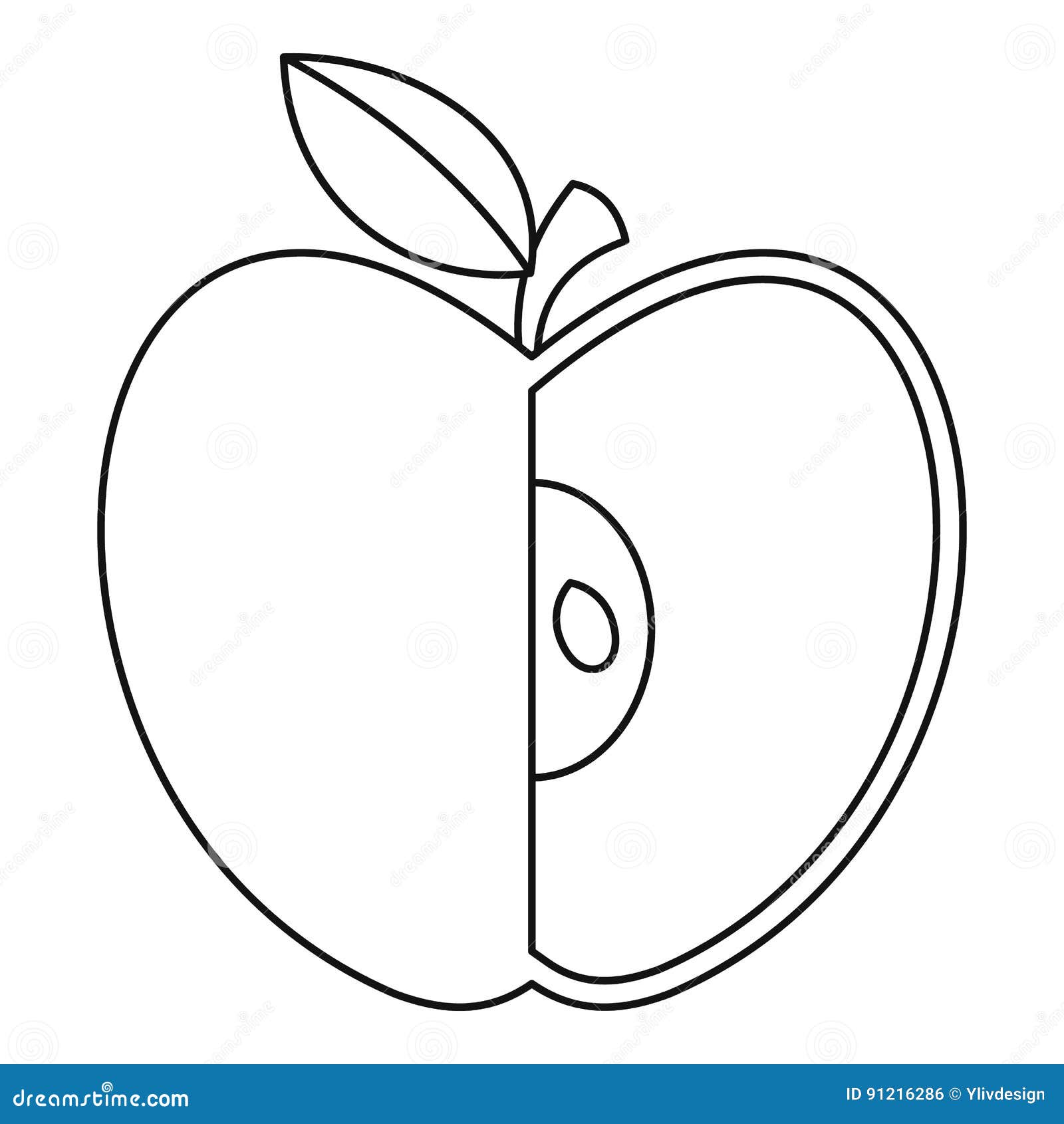 Яблоко в разрезе контур
