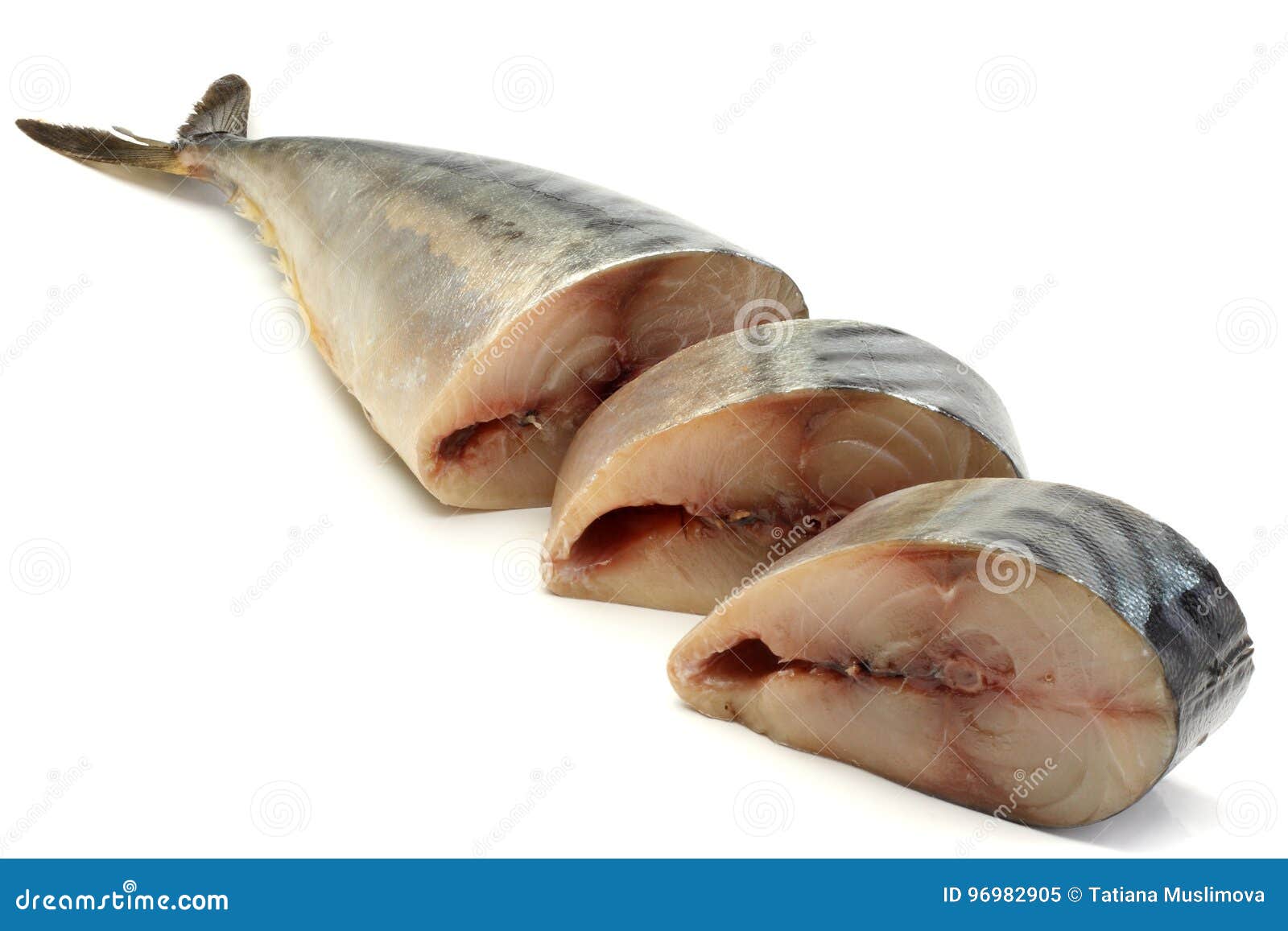 sliced atlantic mackerel fish  on white