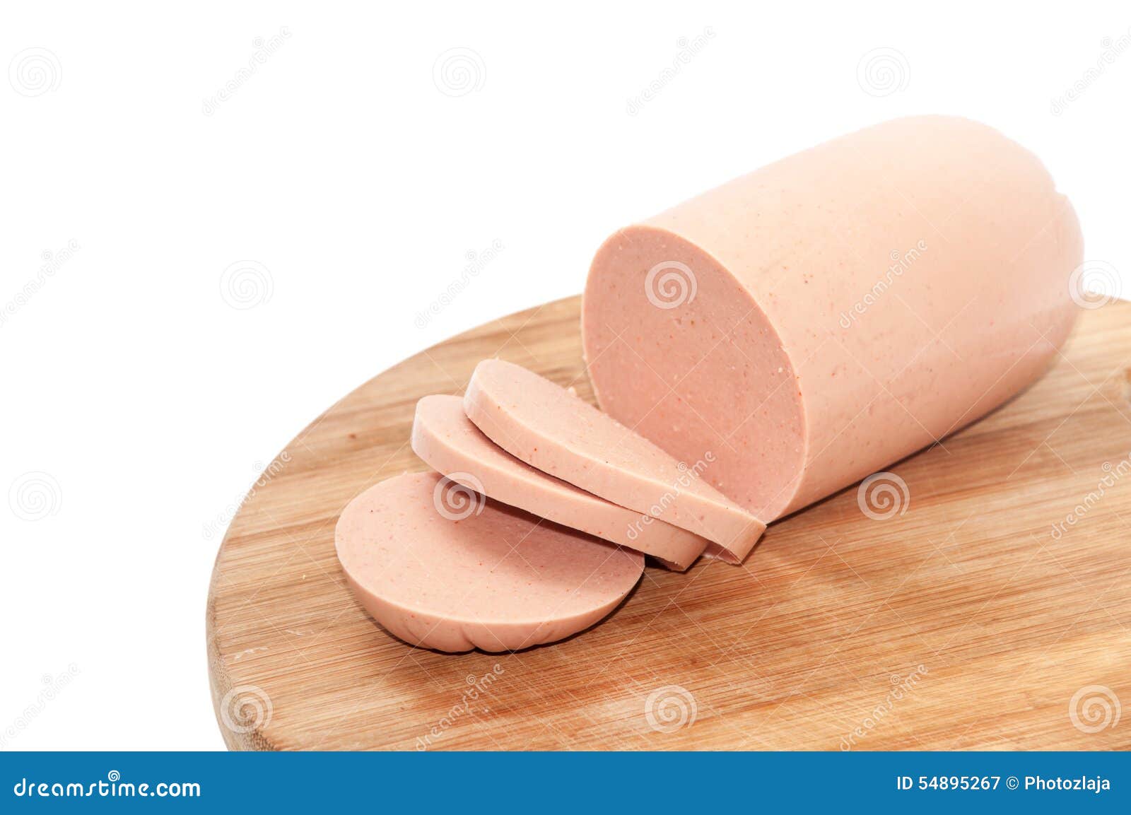 SLICED BOLOGNA on the WOODEN BOARD Stock Image Image of sausage, food