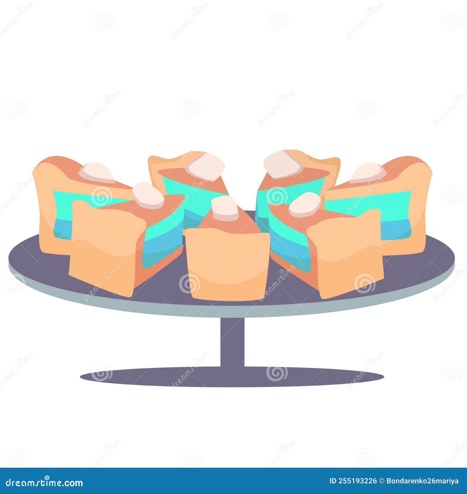 Sliced Cake on a Tray. Vector Cartoon Illustration Stock Vector