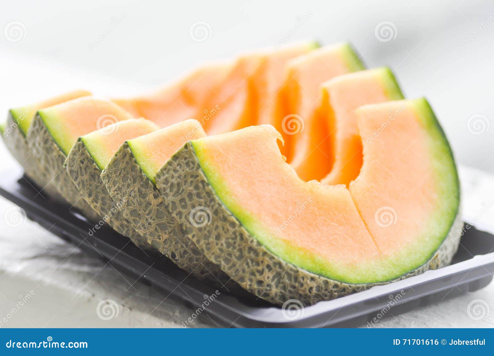 Sliced Cantaloupe Thai Tropical Fruit Asian On Dark Background