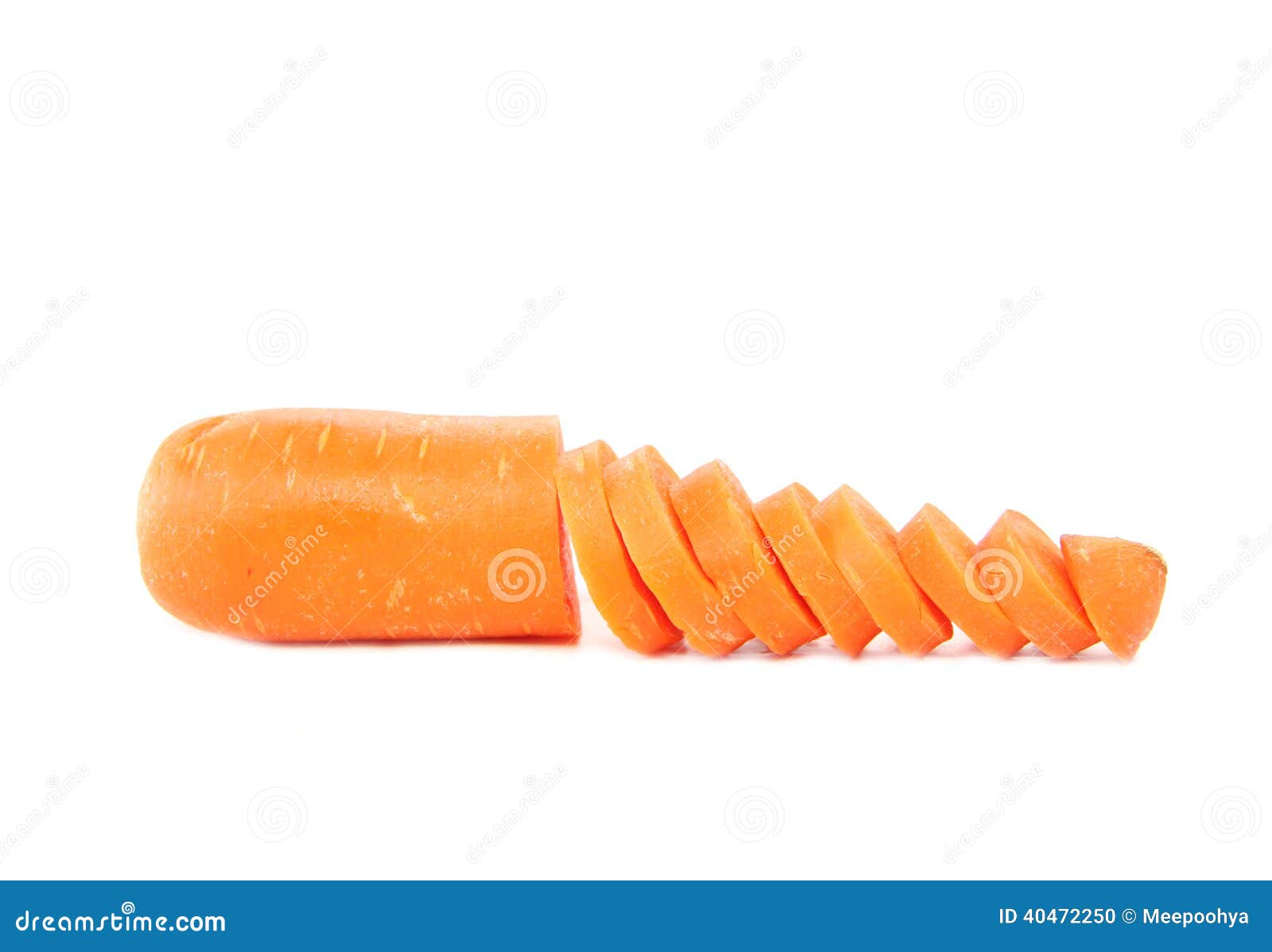 sliced carrot of  on white.