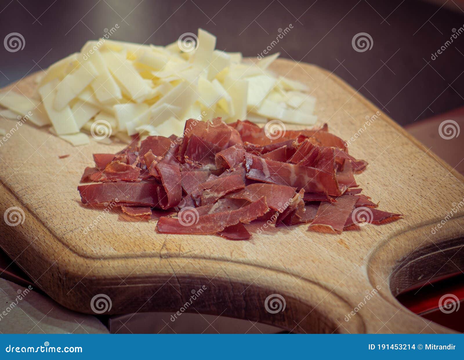 Sliced Cheese and Beef Prosciutto Stock Photo Image of ingredient