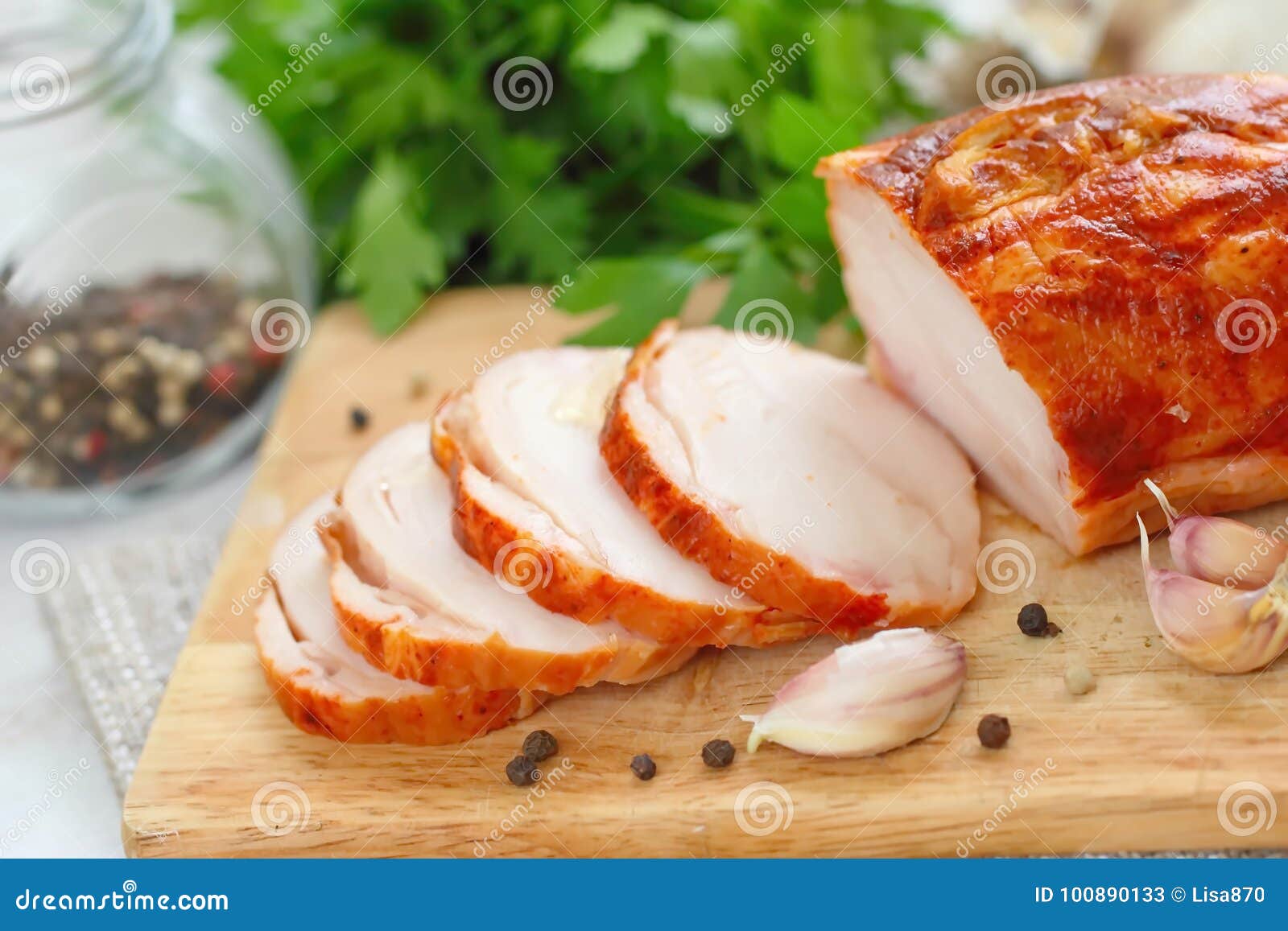 Chicken Roll Baked with Spices and Garlic Stock Image Image of sausag