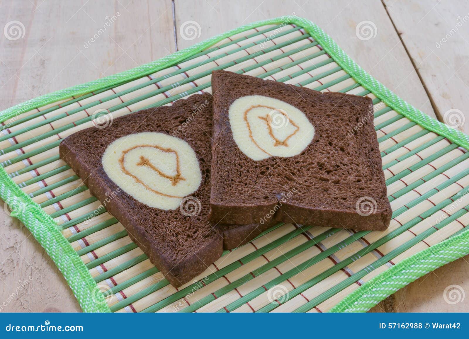 Sliced Chocolate Bread with Jam Roll Cakes Stock Photo Image of