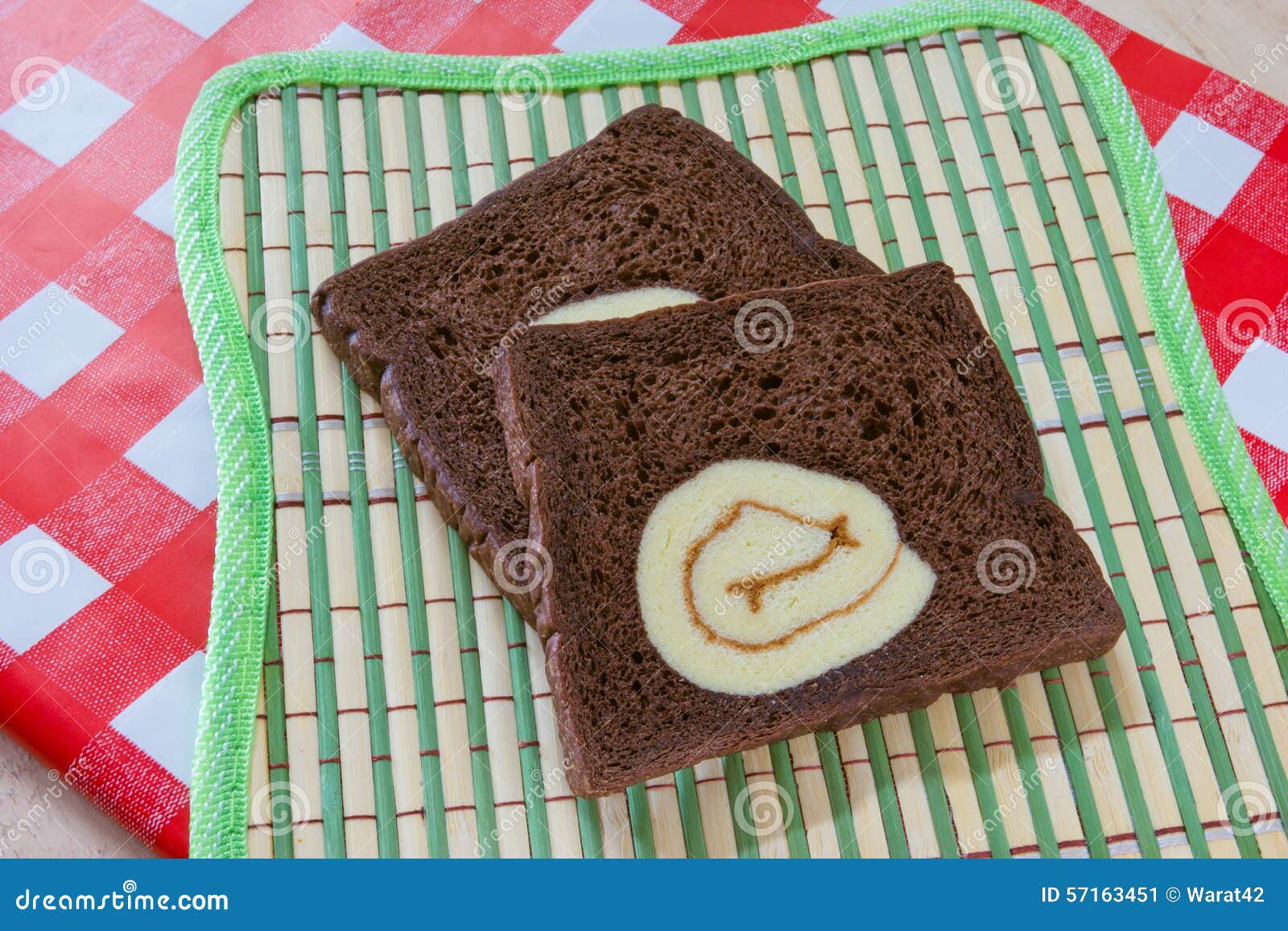 Sliced Chocolate Bread with Jam Roll Cakes Stock Image Image of plate