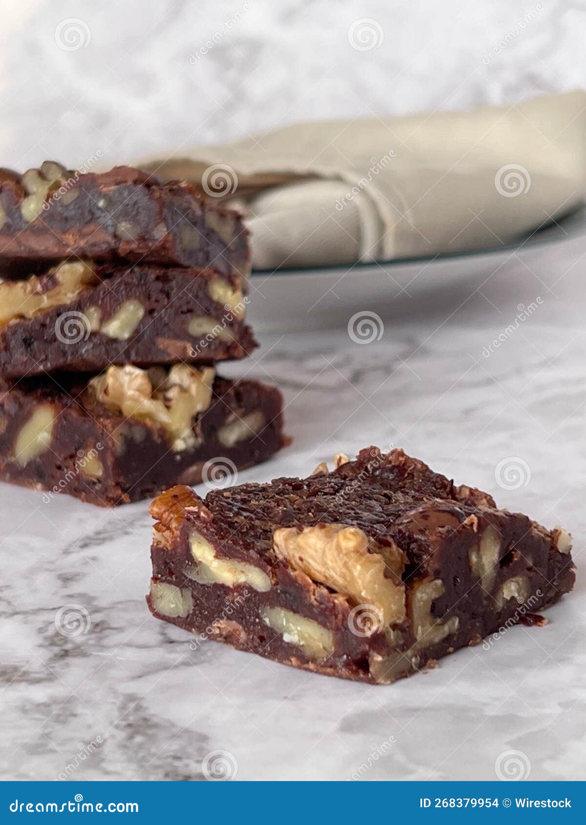 Chocolate Brownies with Nuts Isolated on White Background Stock Photo Image of nuts