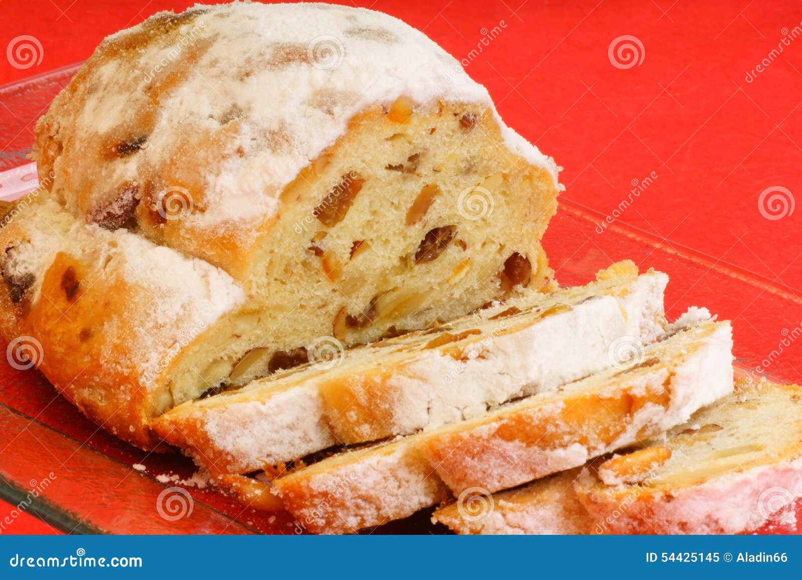 Sliced Christmas Stollen Fruit Cake Stock Image - Image of cake
