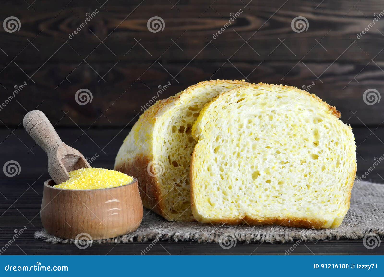 Sliced Corn Bread and Corn Flour Stock Photo Image of eating, healthy
