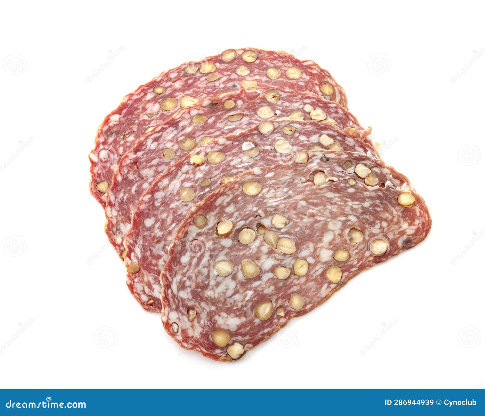 Sliced Dry Sausage with Hazelnut Stock Image Image of background