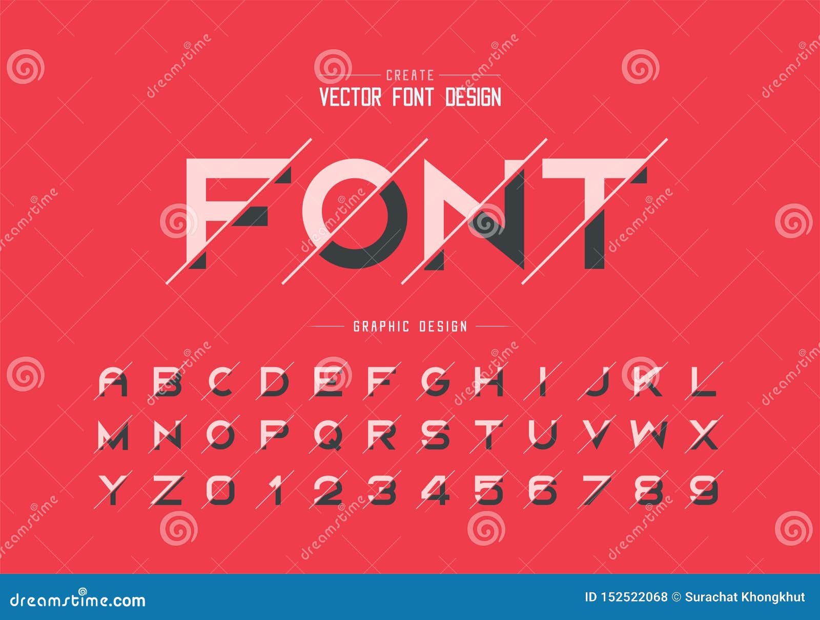 Sliced Font and Alphabet Vector, Bold Typeface Letter and Number Design ...