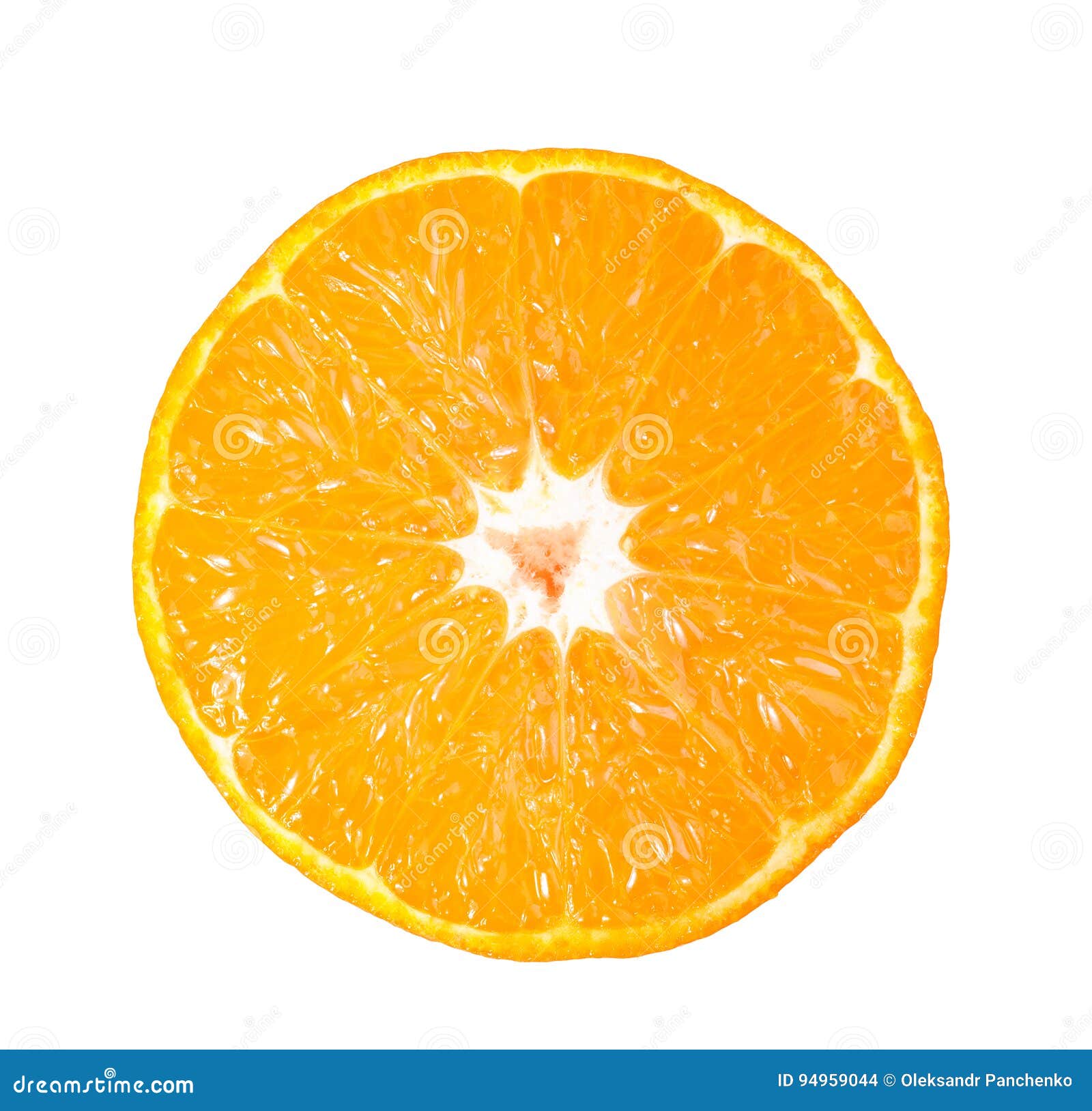 sliced fresh orange  on white