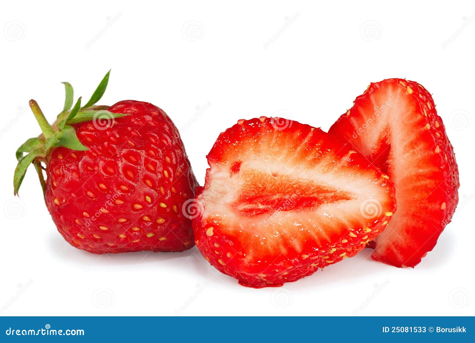 Sliced Fresh Strawberries on White Backgr Stock Image Image of