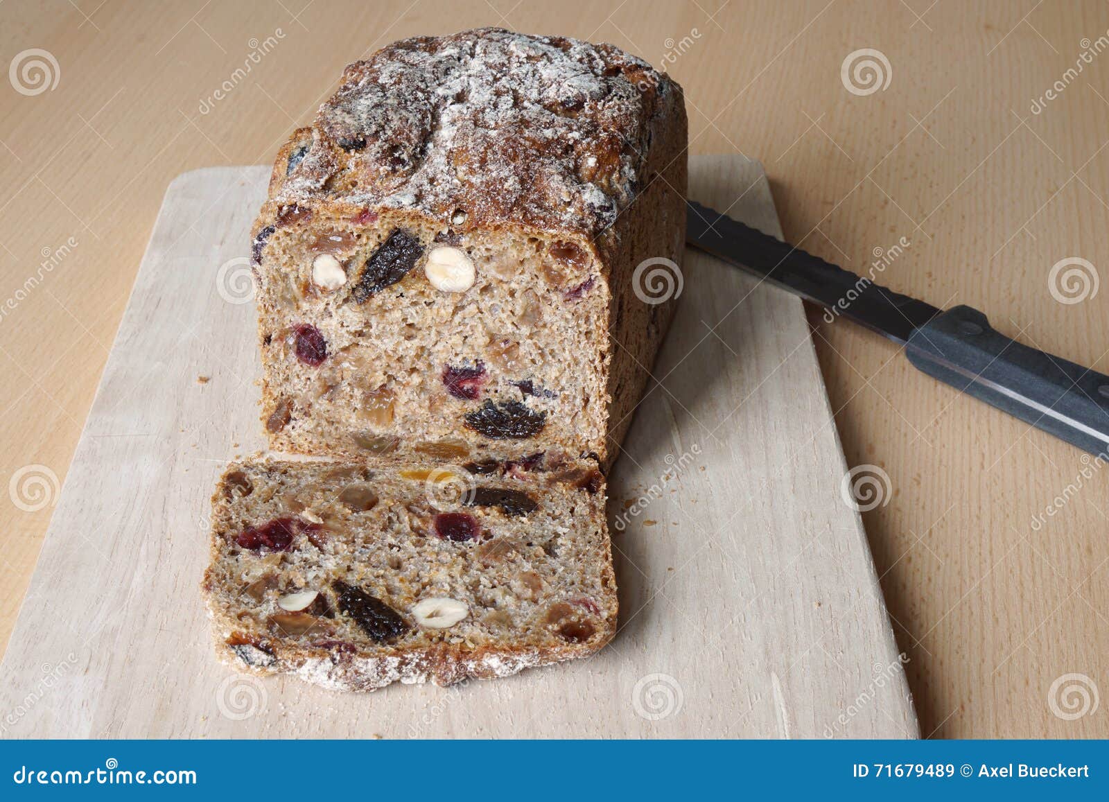 Sliced fruit and nut bread stock image. Image of sweet 71679489