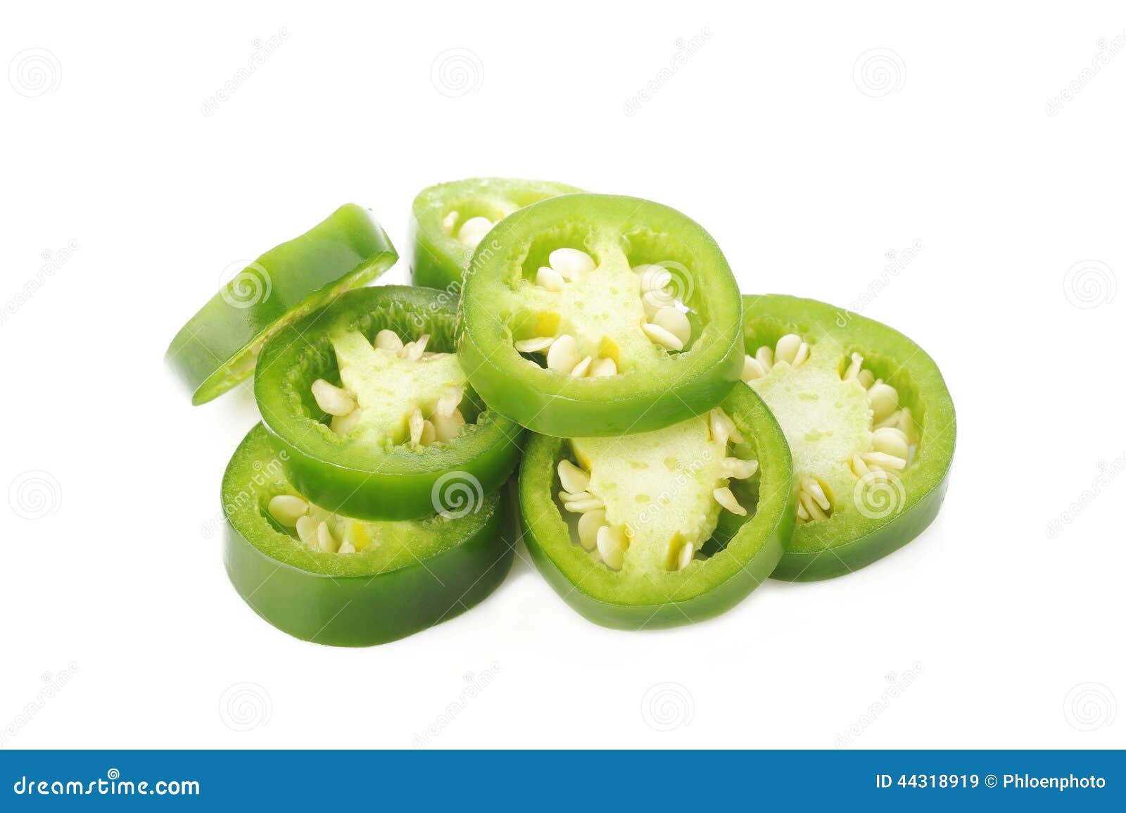 Sliced Green Jalapeno Peppers On White Stock Image Image of white