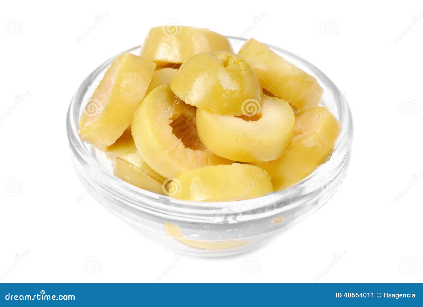 Sliced Green Olives on Bowl Isolated on the White Stock Image Image