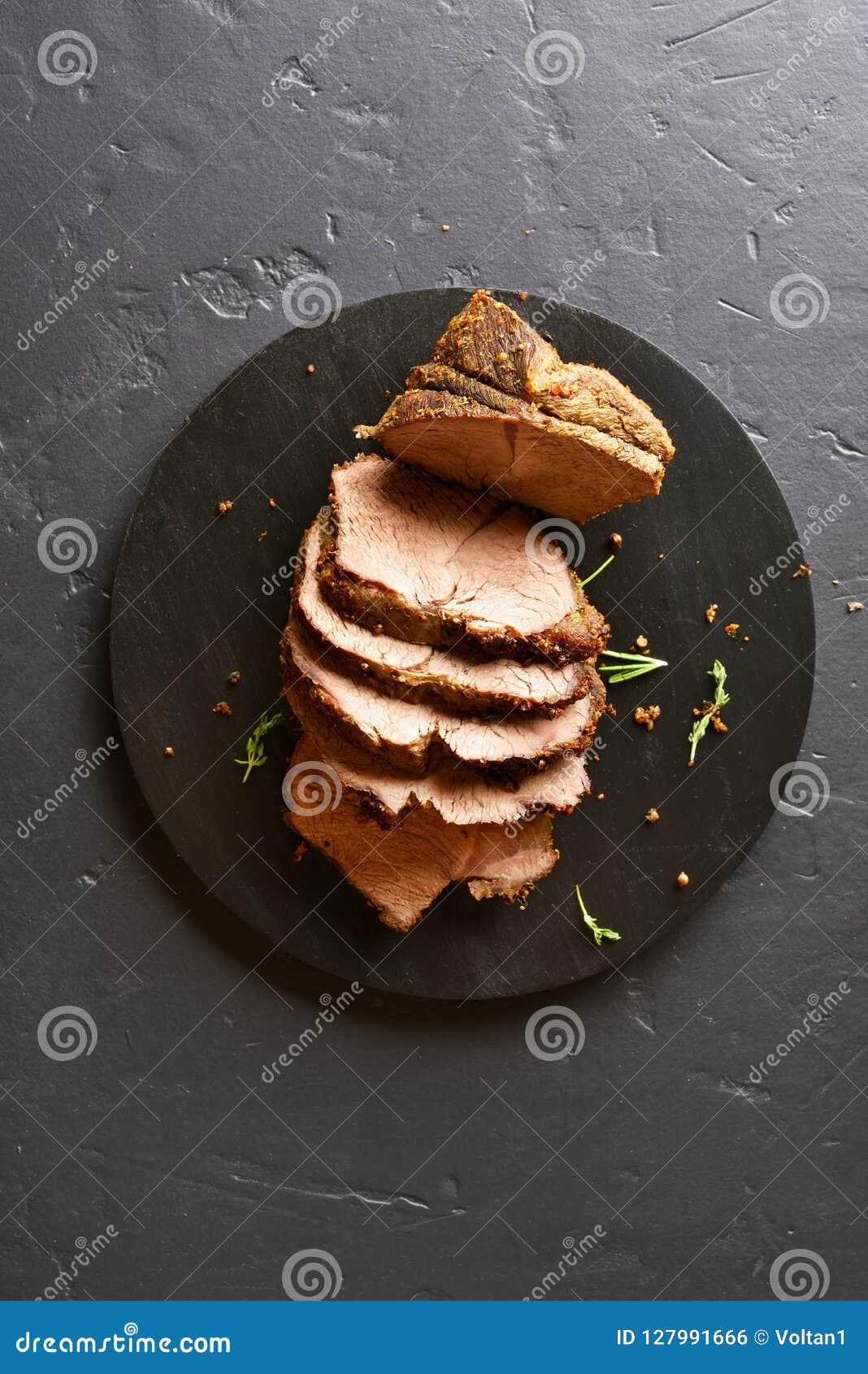 Sliced grilled roast beef stock photo. Image of pepper - 127991666