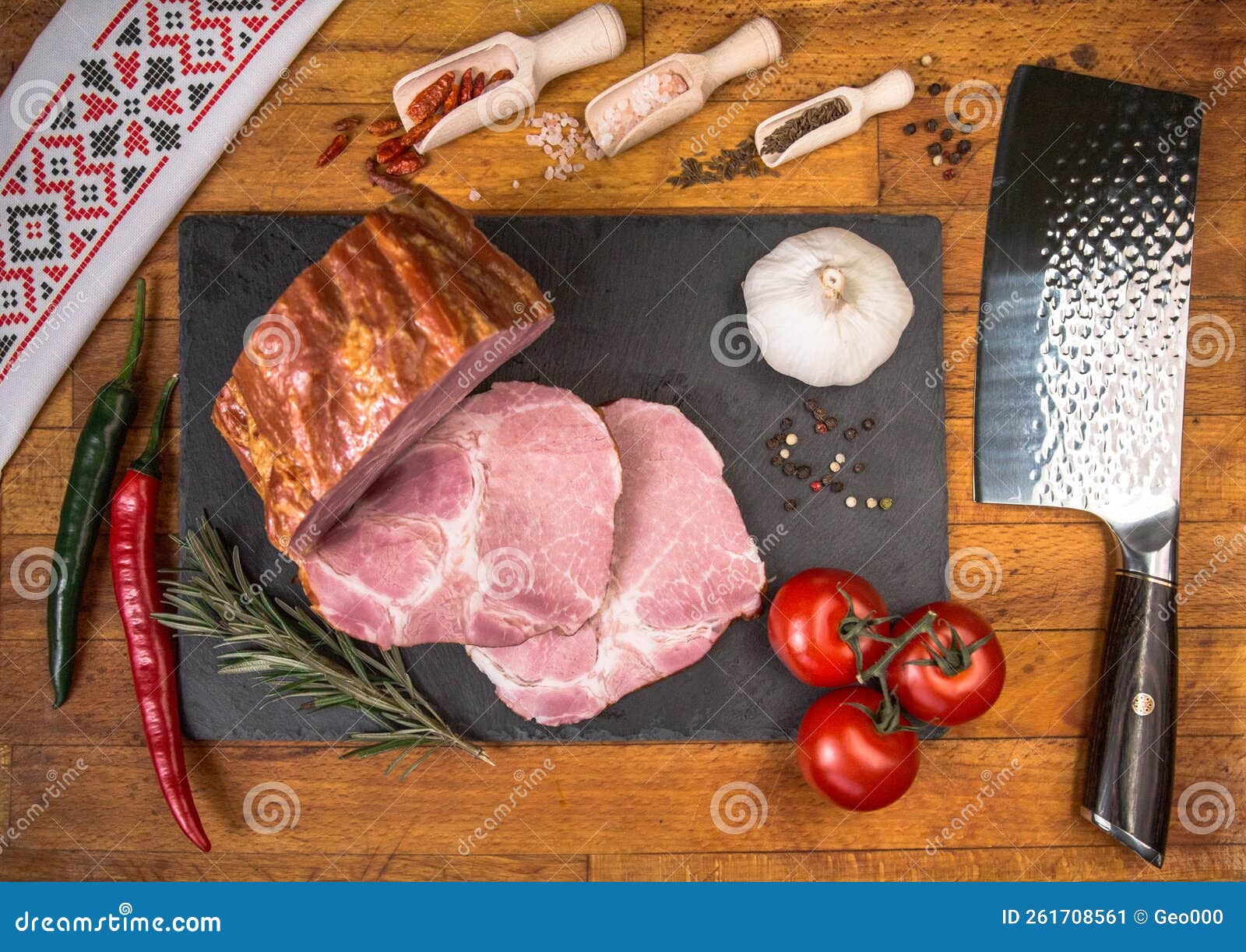 Sliced ham stock image. Image of meal, cooking, farmers 261708561