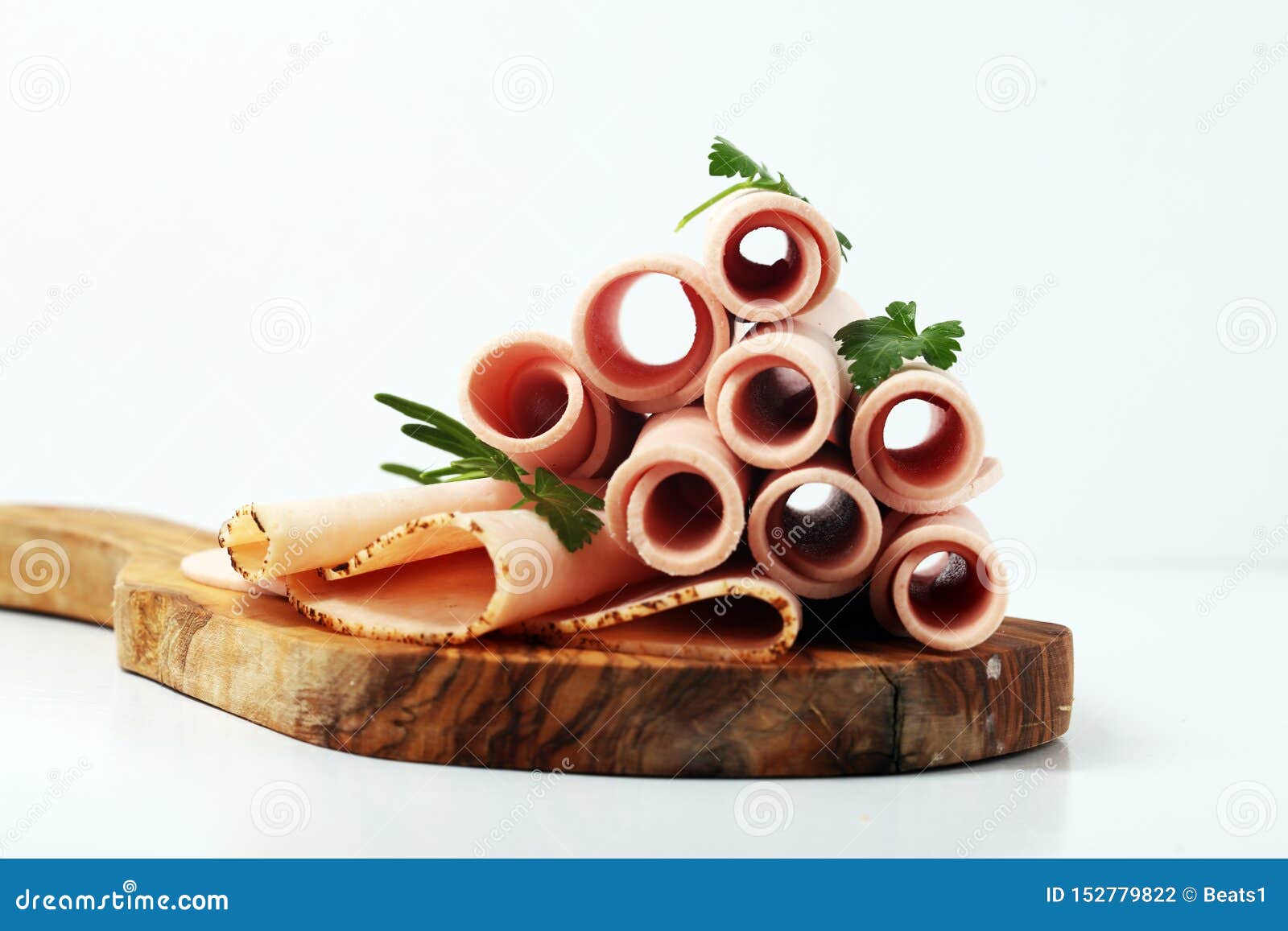 Sliced Ham on Wooden Background. Fresh Prosciutto Cotto. Pork Ham ...