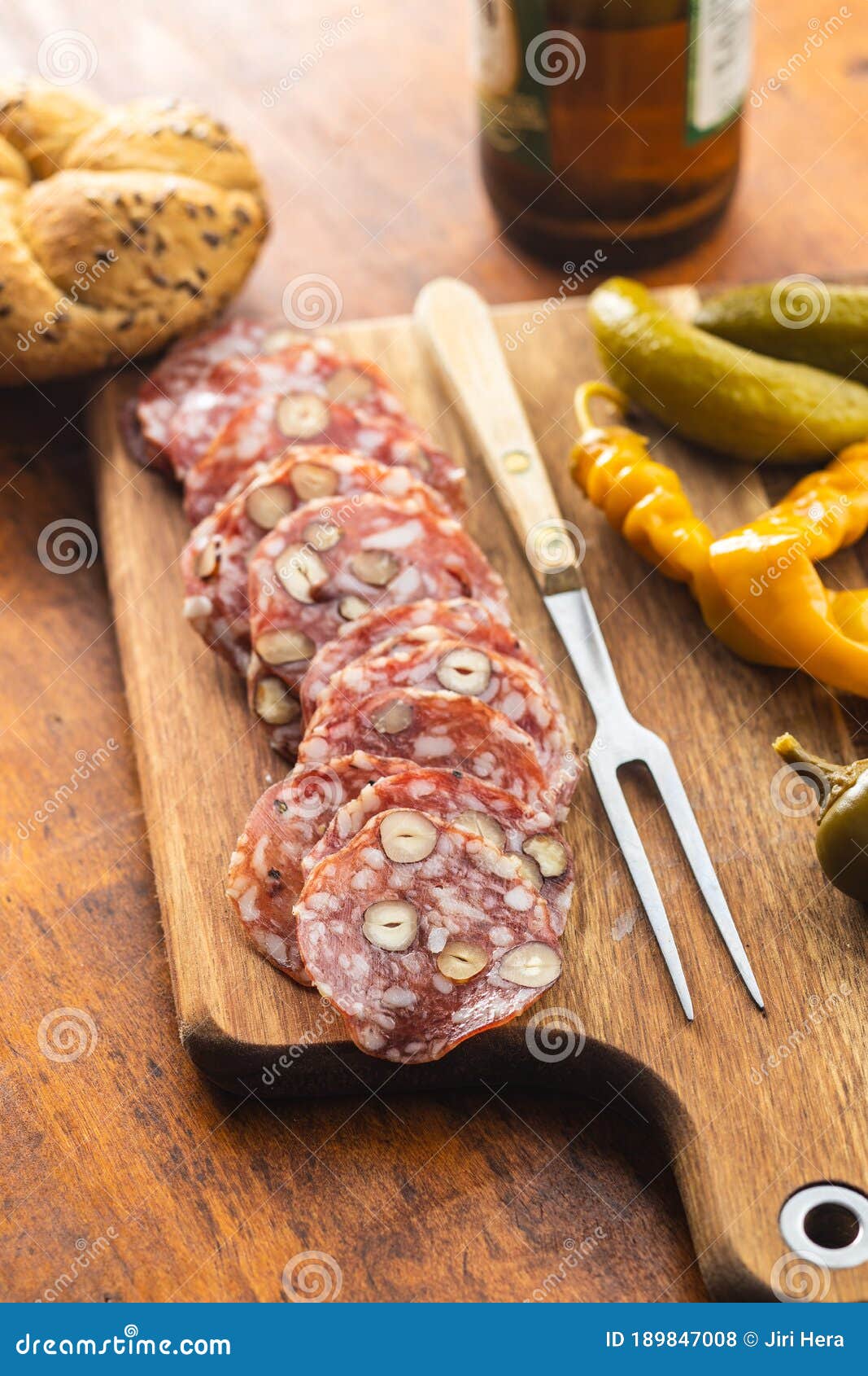 Sliced Italian Salami with Hazelnuts Stock Photo Image of gourmet