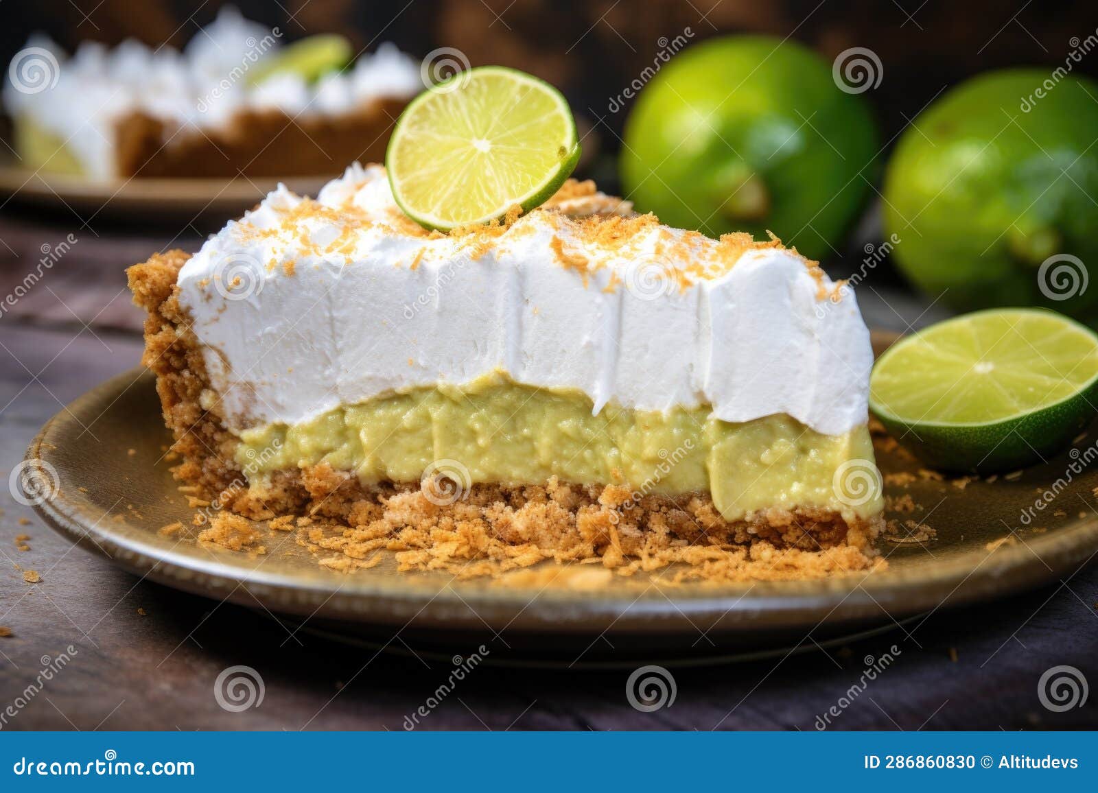 Sliced Key Lime Pie with Graham Cracker Crust Stock Photo Image of