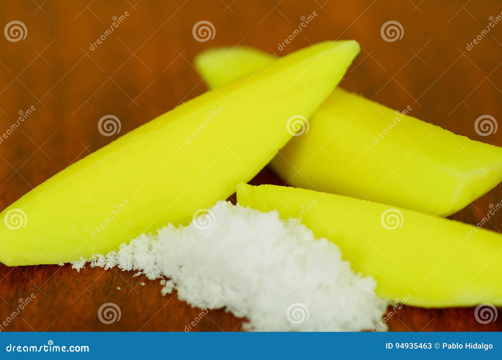 Sliced Mango Served with Salt Stock Image Image of health, object