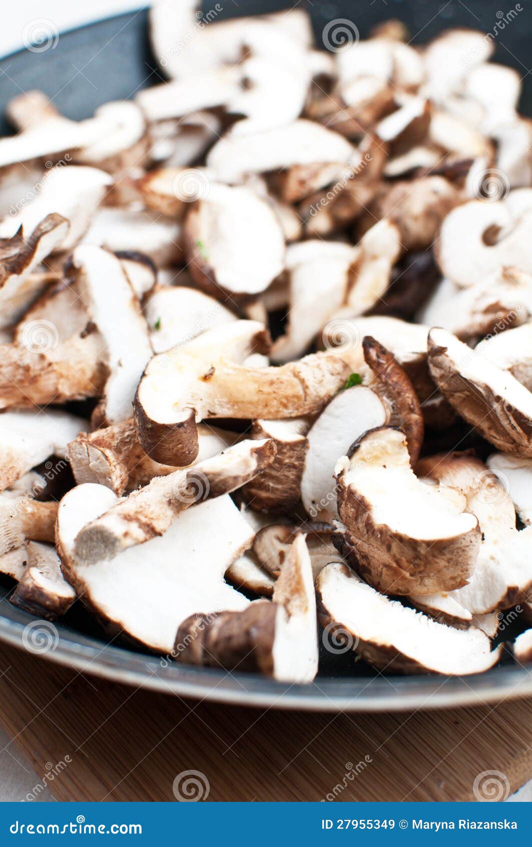 Sliced Mushrooms on a Frying Pan Stock Image Image of closeup, edible