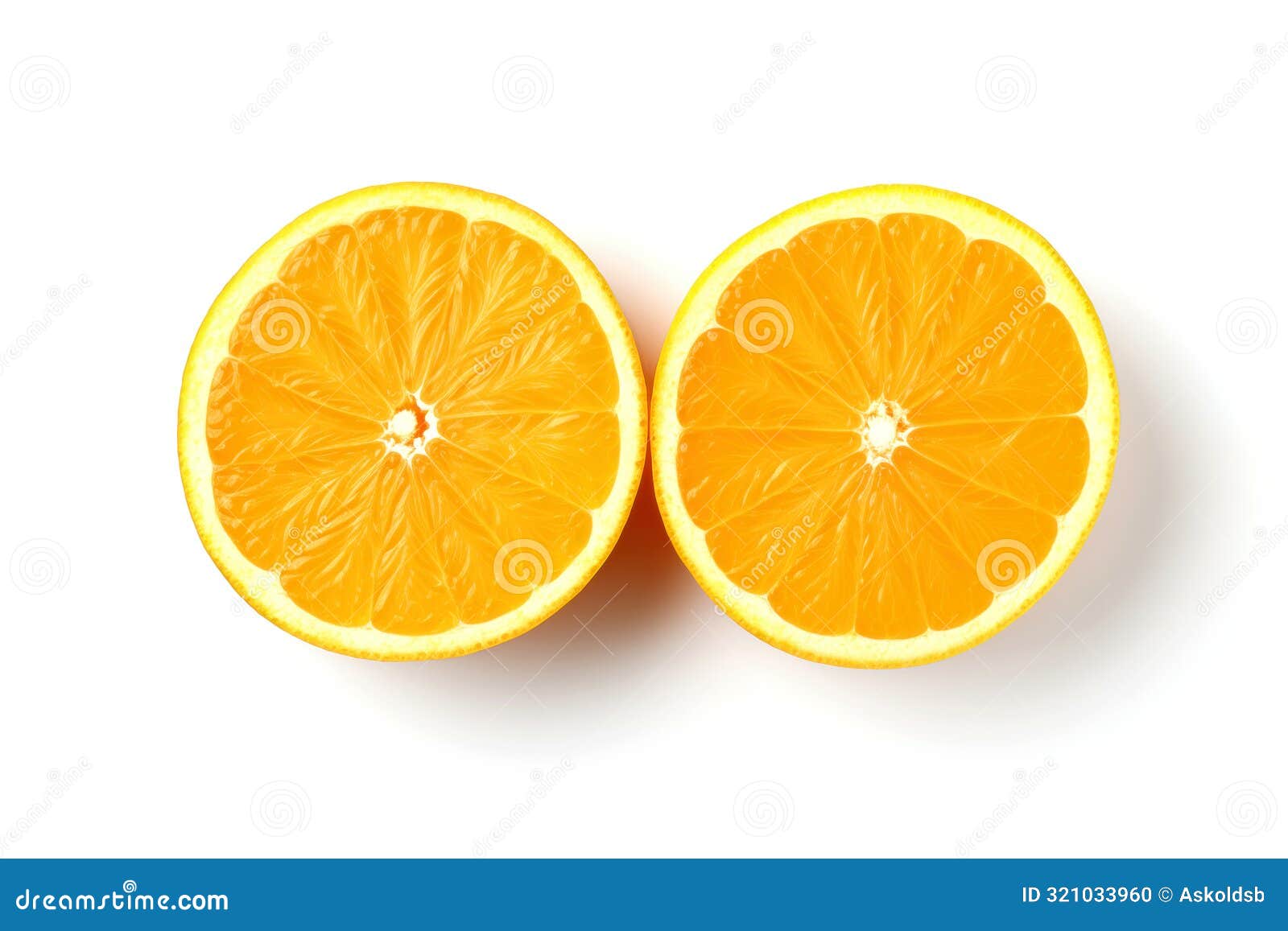 sliced orange  on white background