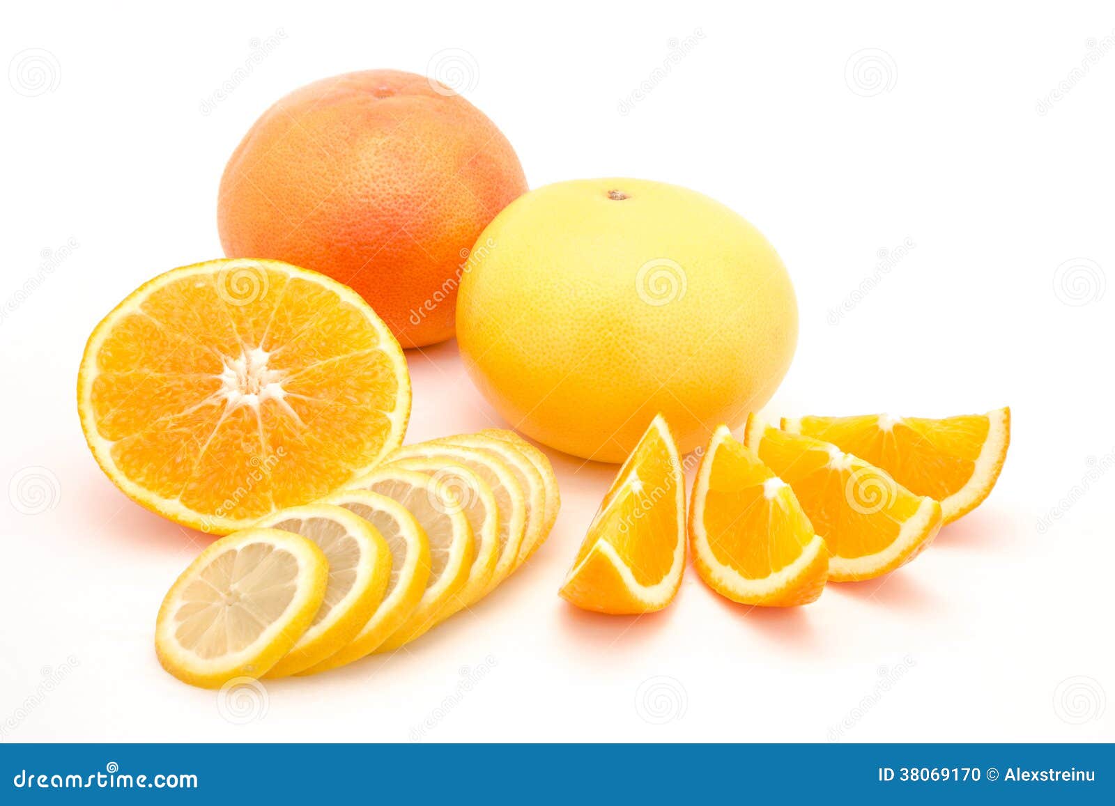 Sliced Orange, Lemon and Grapefruit Isolated on a White Background