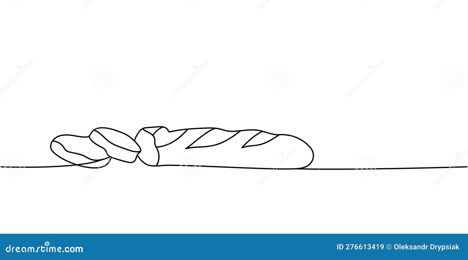 sliced pieces baguette one line continuous drawing. bakery pastry products continuous one line . 