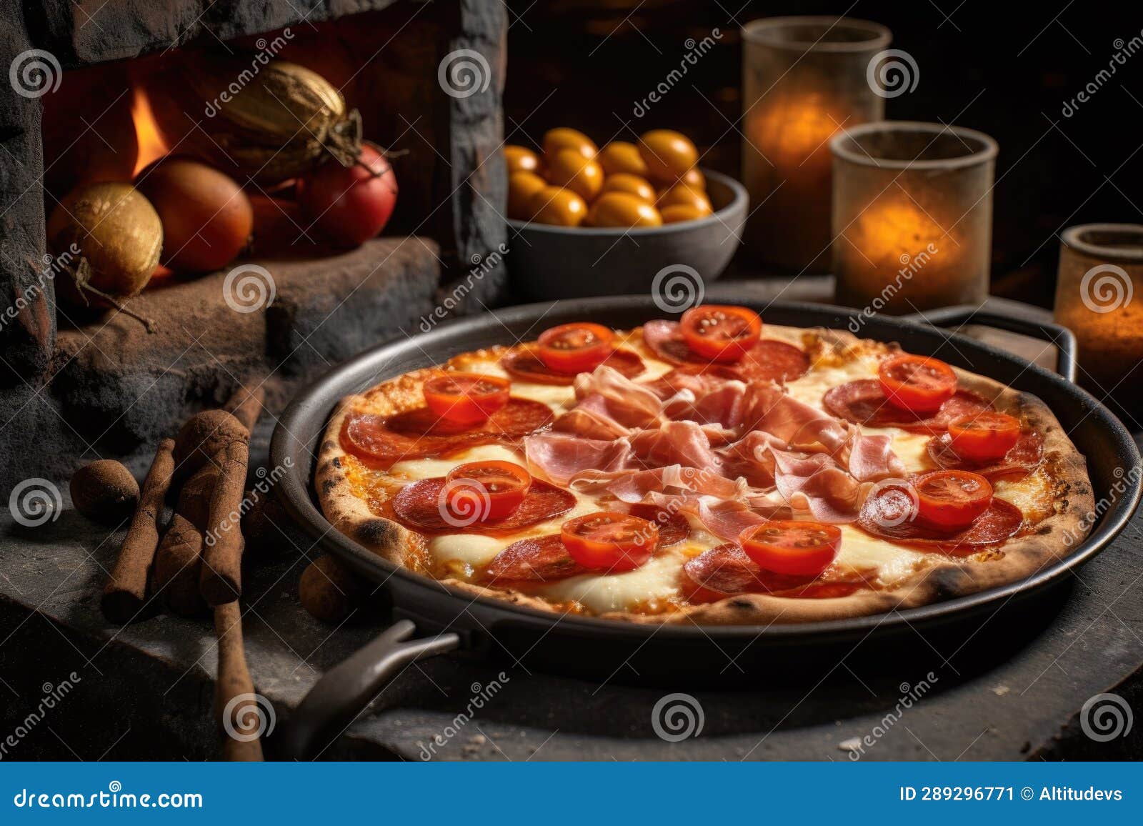 Sliced Pizza on a Rustic Stone Oven Tray Stock Image Image of tomato
