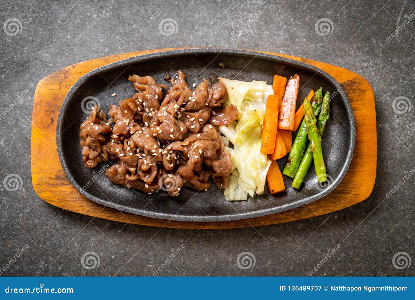 Sliced Pork Steak on Hot Plate Stock Image Image of meal, tasty