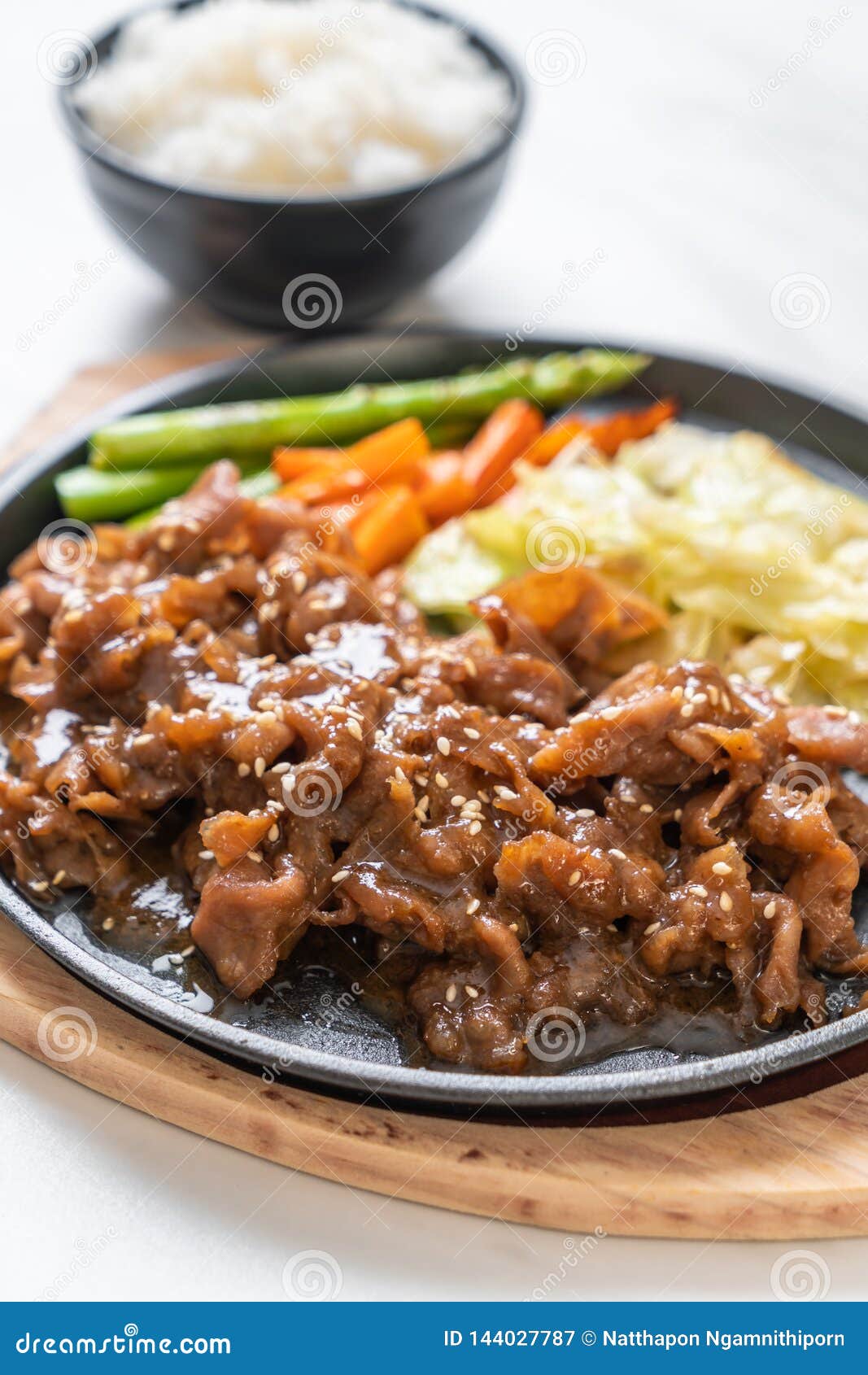 Sliced Pork Steak on Hot Plate Stock Image Image of restaurant