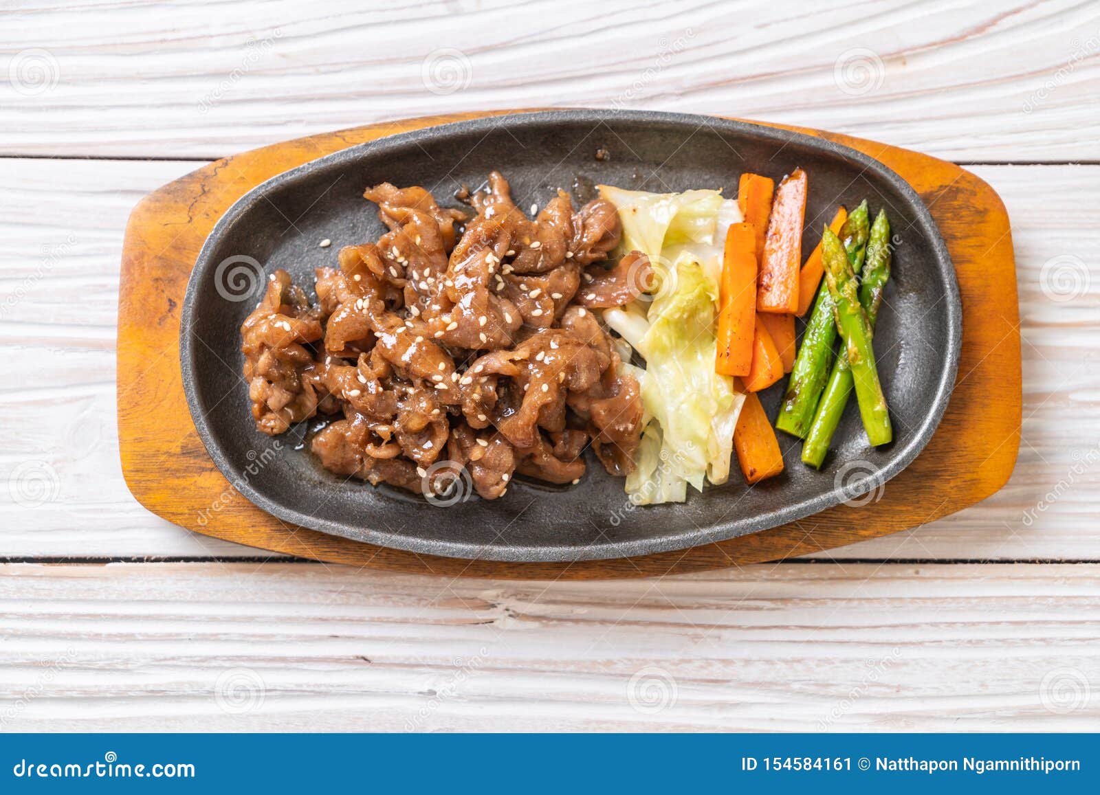 Sliced Pork Steak on Hot Plate Stock Image Image of grilled, japanese