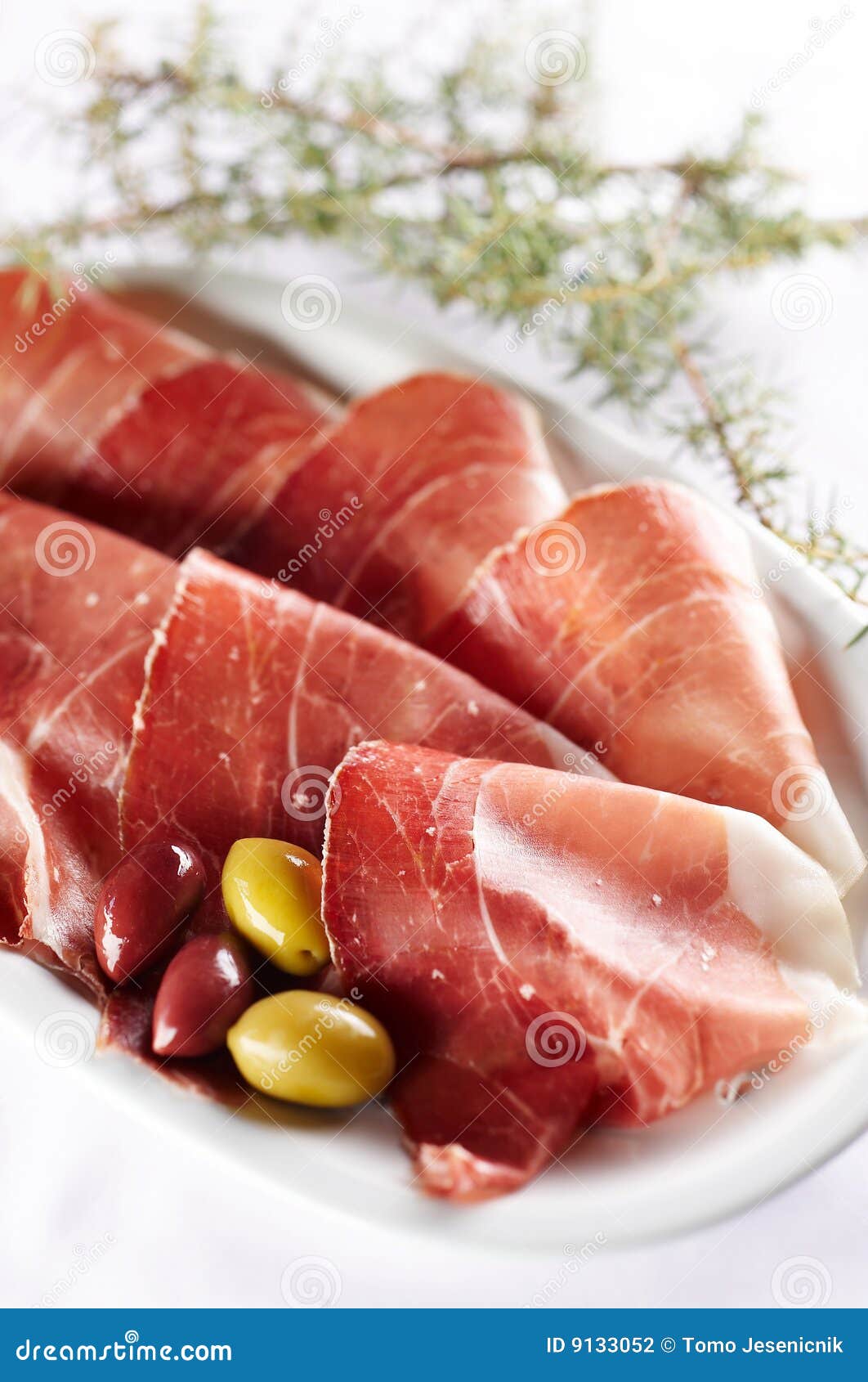 Sliced Prosciutto with Olive Fruit Stock Photo Image of sliced, meal 9133052