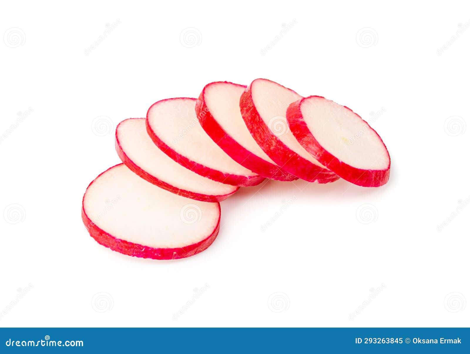 sliced radish roots , red root round cuts, red radishes slice pile, radis cross sections on white