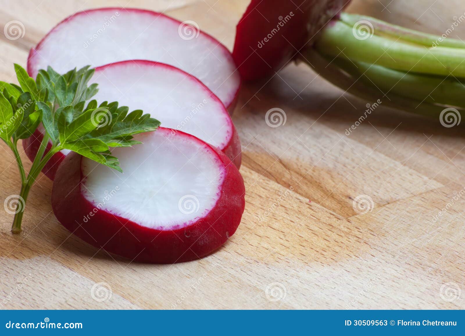 Sliced Red Radish with Parsley Stock Image Image of closeup, aromatic