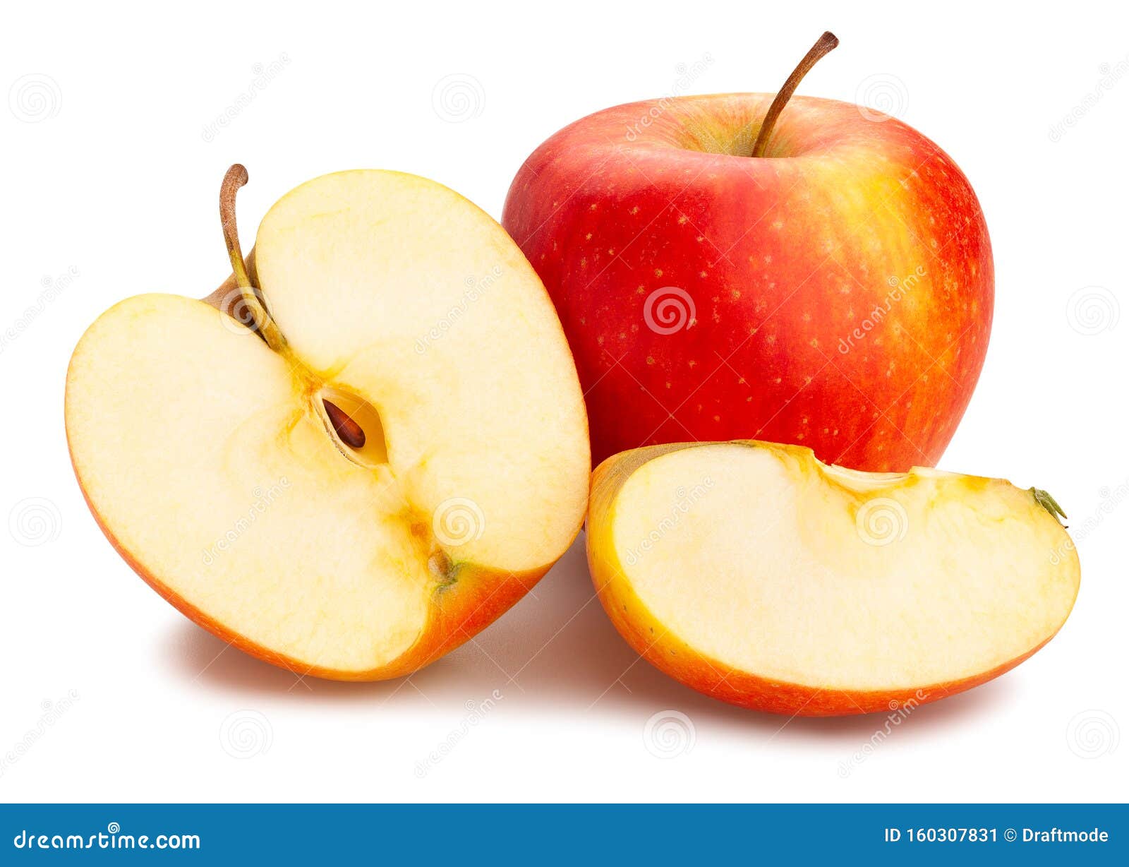 Red yellow apples stock image. Image of cutout, halved 160307831