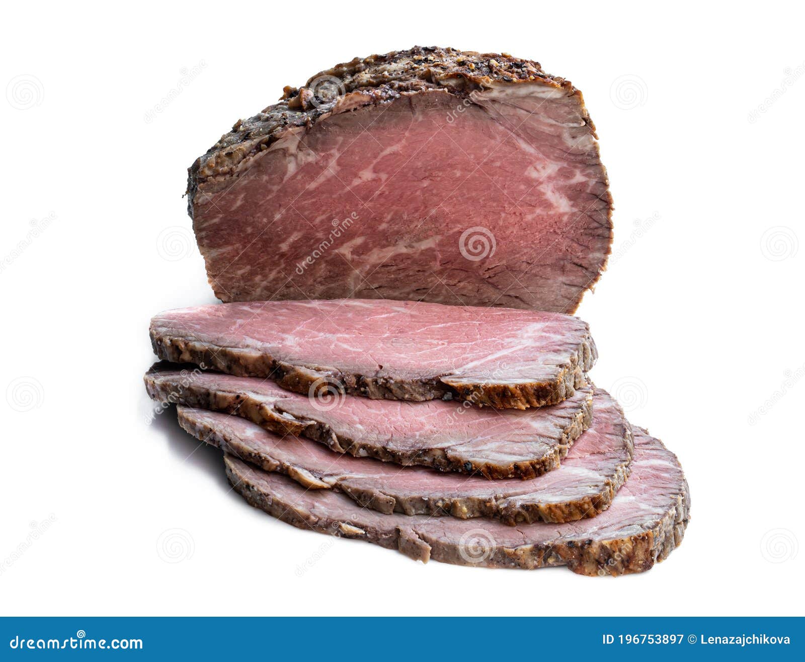Sliced Roast Beef Isolated on White Background Stock Image Image of grilled, cuisine 196753897