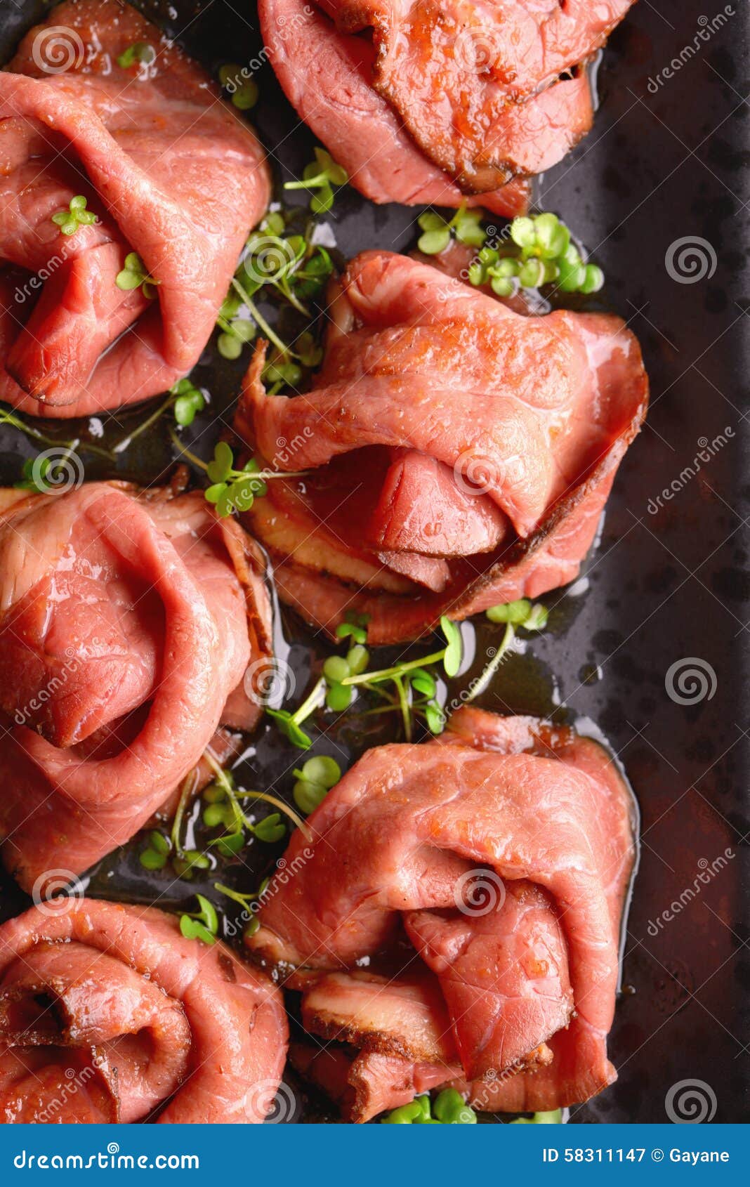 Sliced roast beef stock image. Image of portion, closeup 58311147