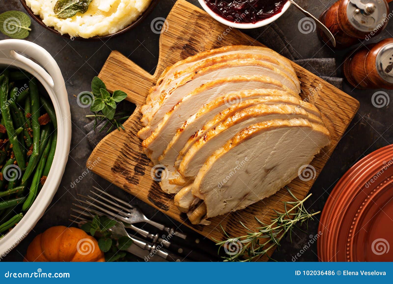sliced roasted tukey breast for thanksgiving or christmas