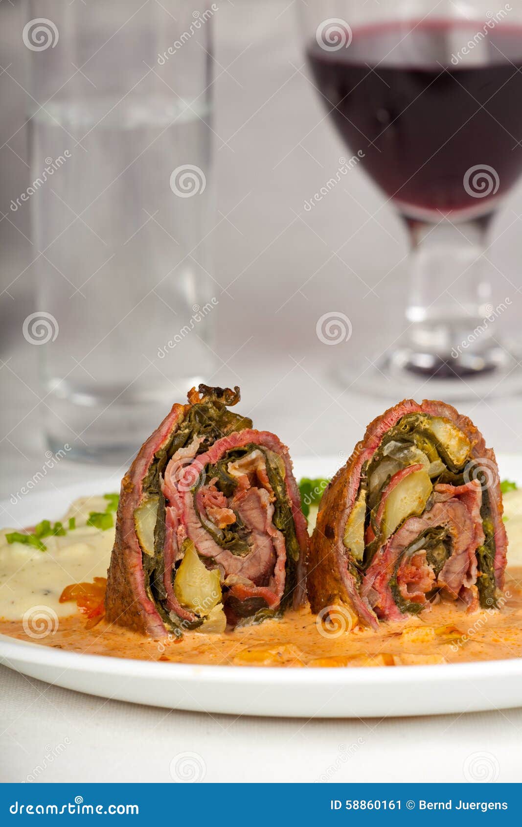 Sliced rolled veal stock image. Image of sliced, sauce 58860161