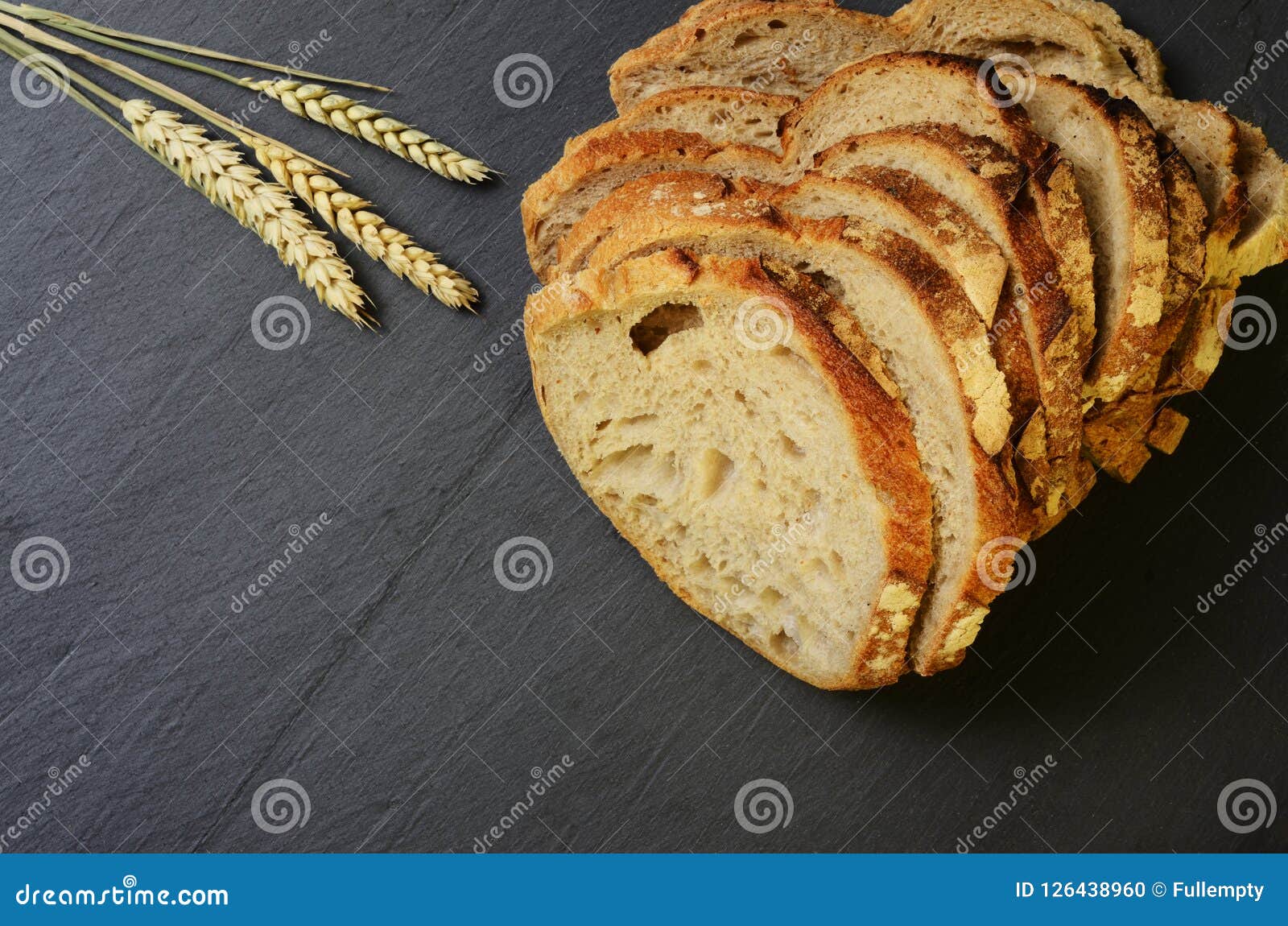 Sliced Rustic Bread and Ears of Wheat Stock Photo Image of ears