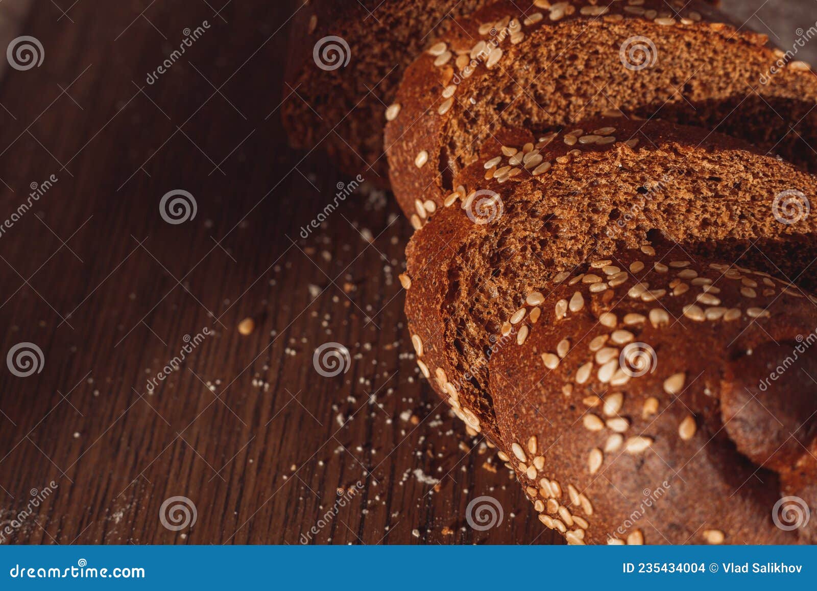 Sliced Rye Bread on Cutting Board. Whole Grain Rye Bread with Seeds Stock Photo Image of seed
