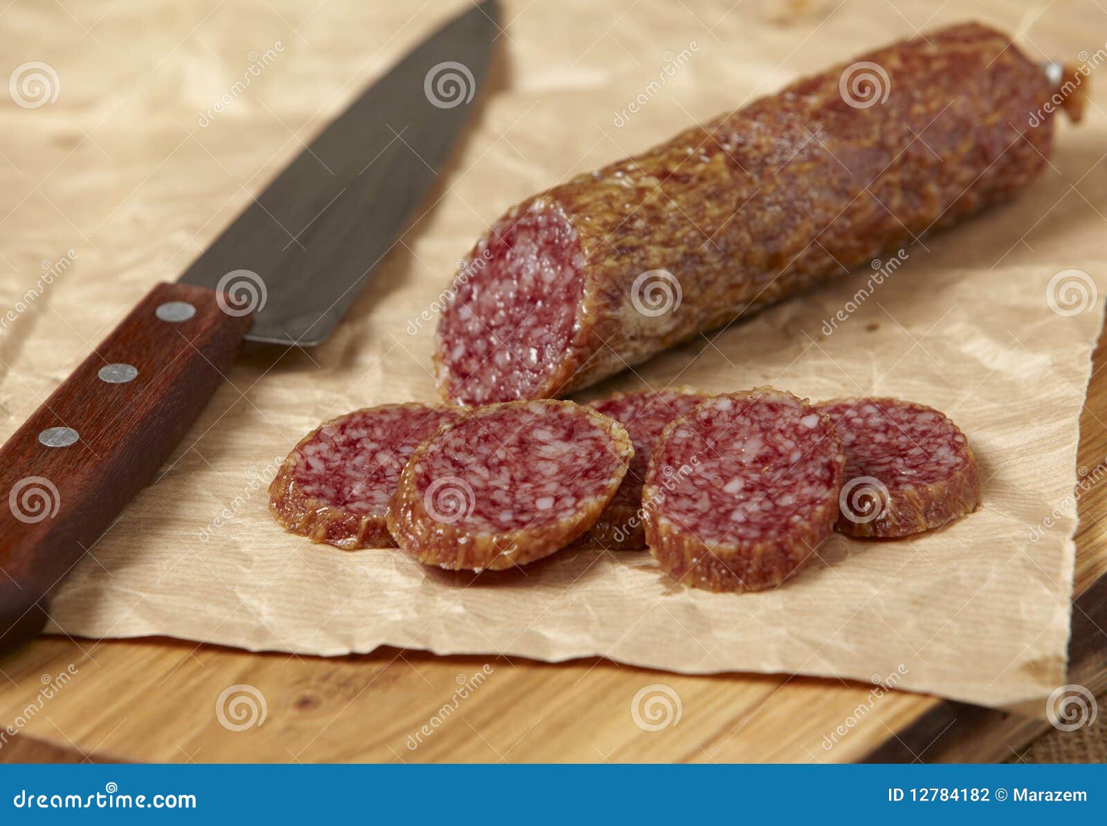 Sliced salami stock photo. Image of food, kitchen, beef 12784182