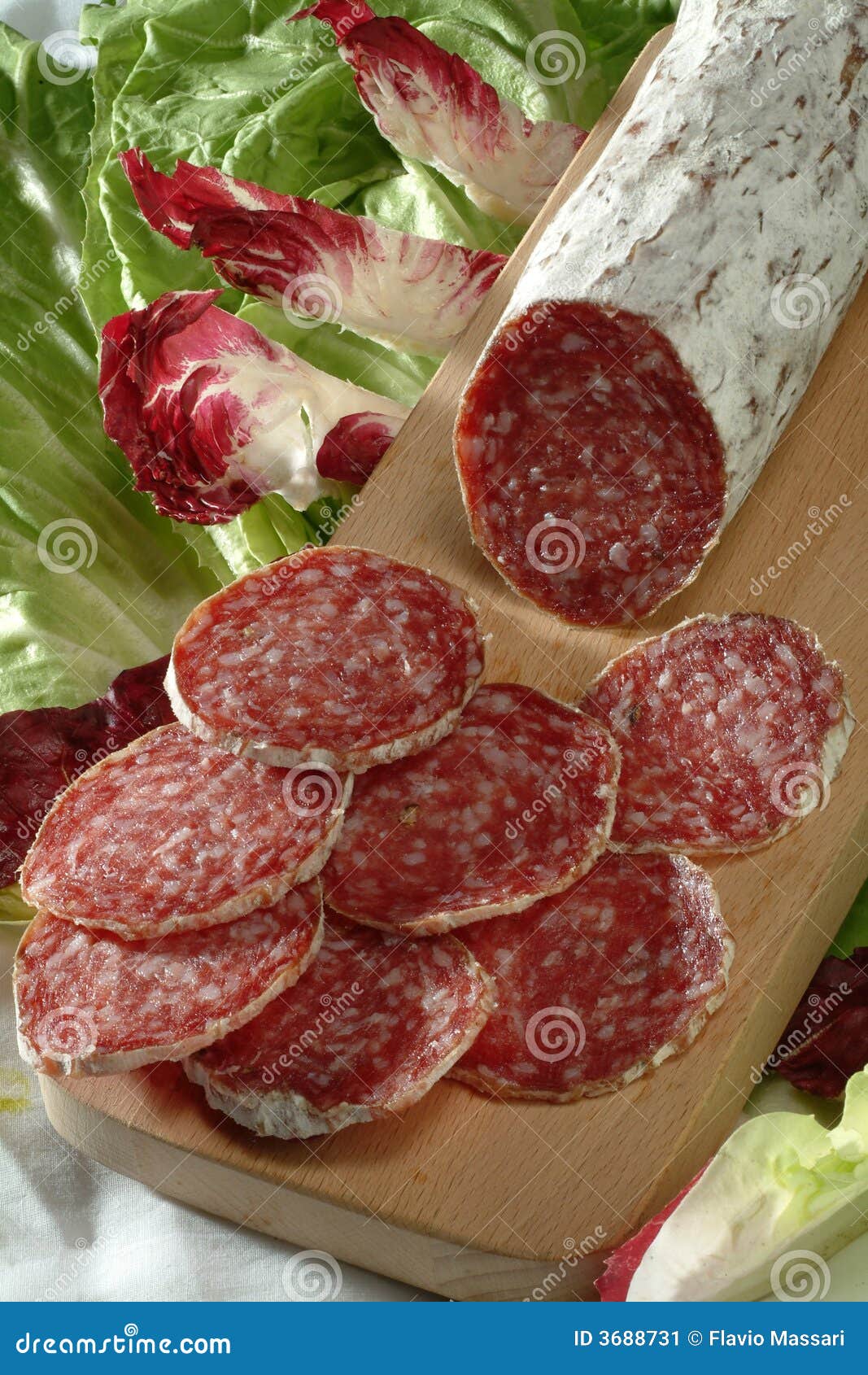 Sliced salami stock image. Image of radish, cold, salami 3688731