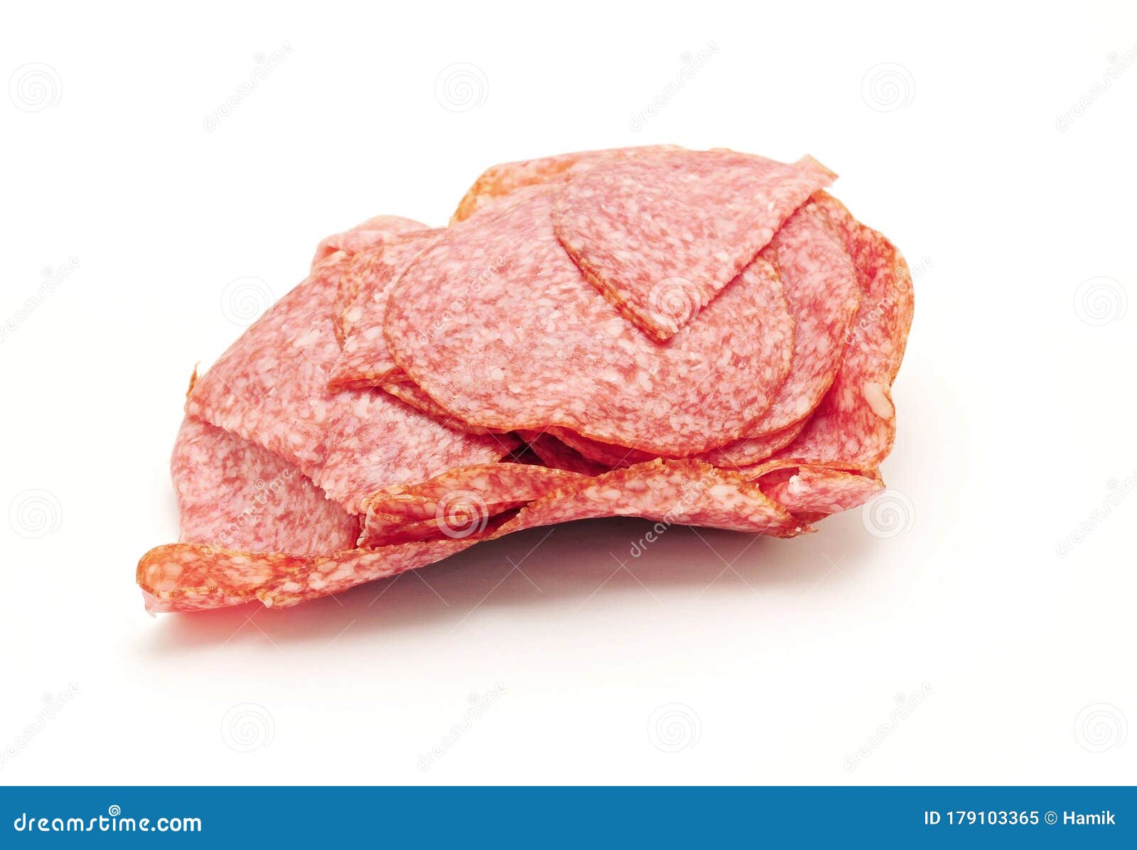 Sliced Salami on White Background Stock Image Image of thinly, food