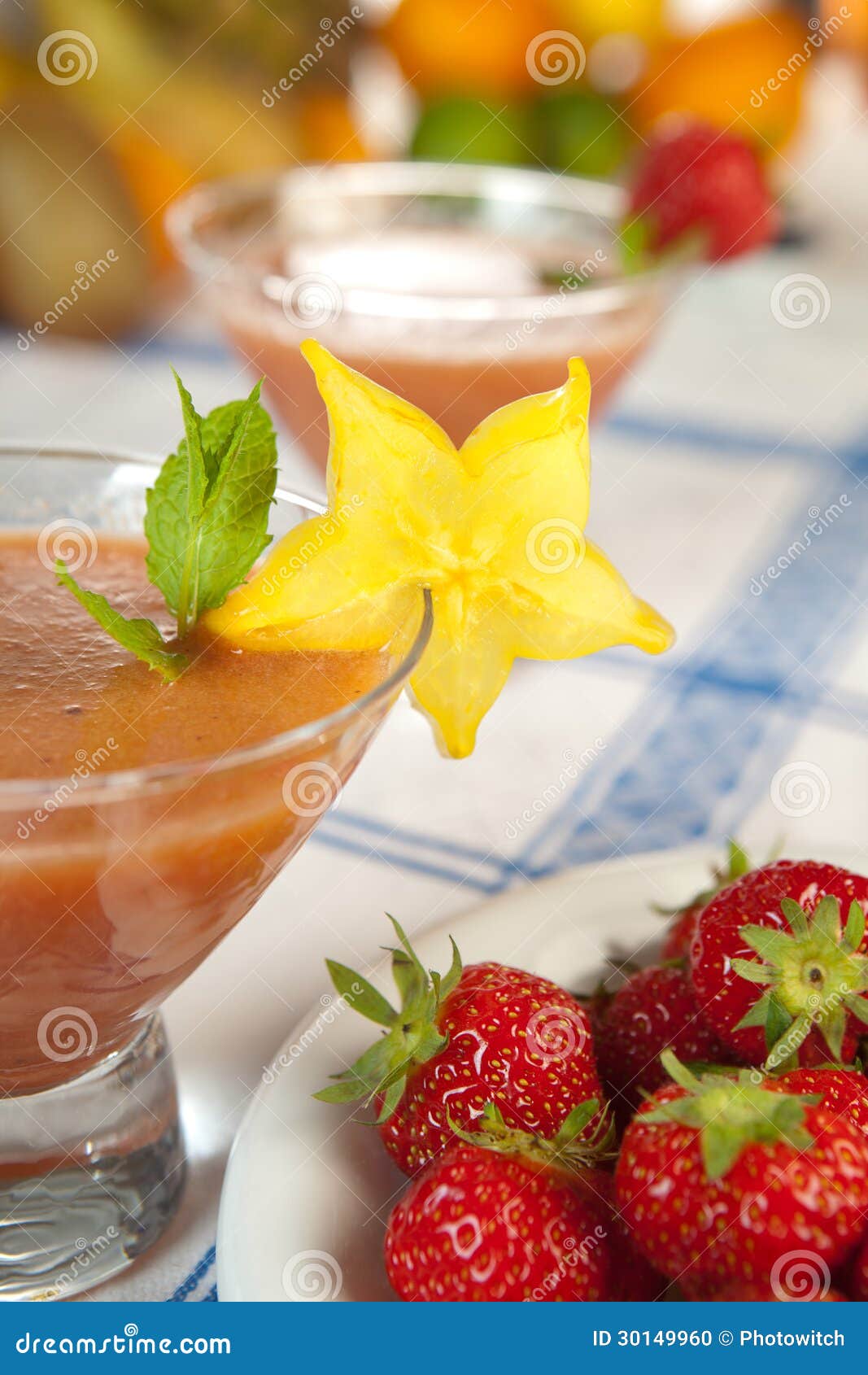 Starfruit on a smoothie stock photo. Image of colorful 30149960