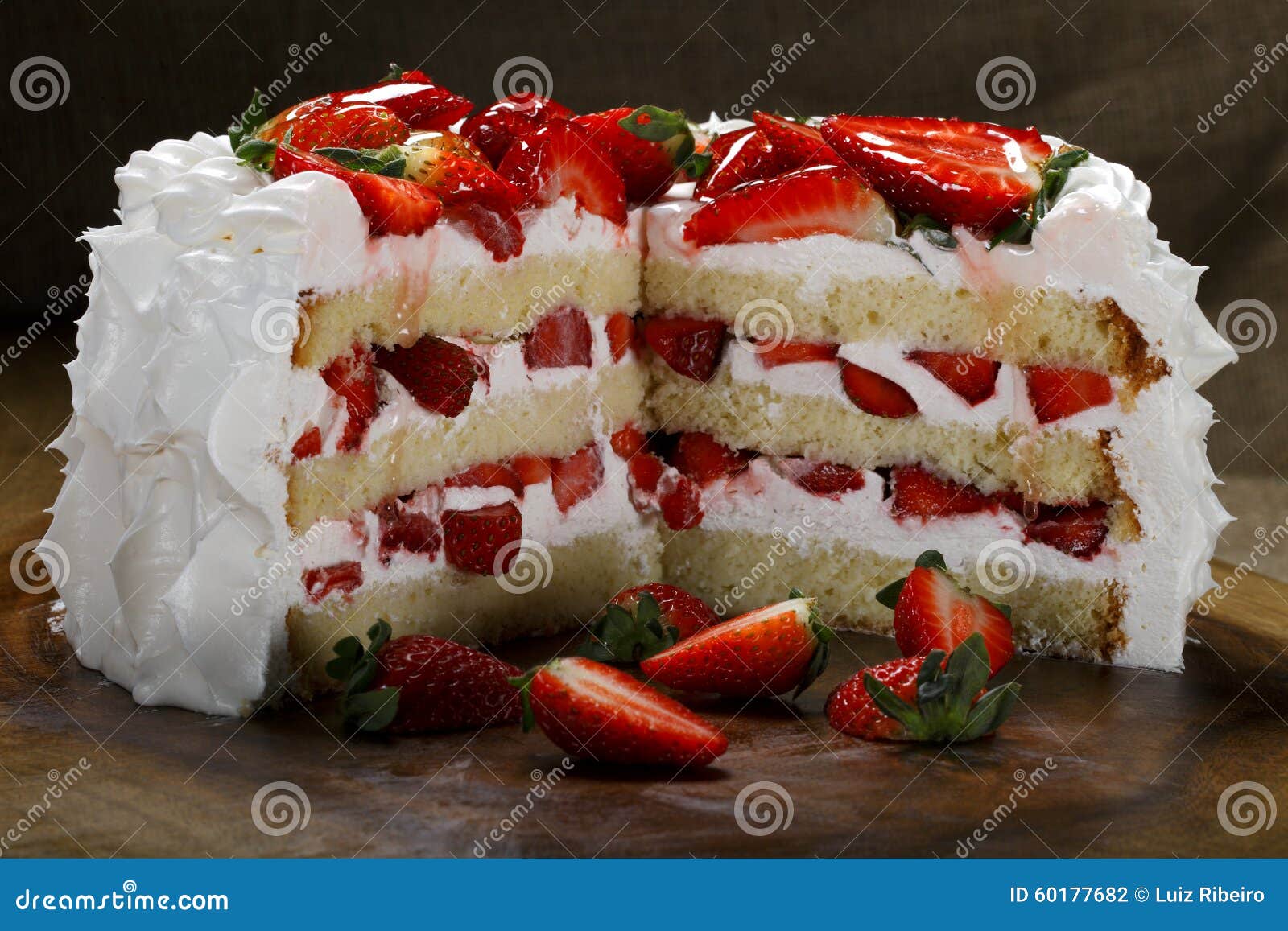 Sliced Strawberry Cake Plastic Wrapped Stock Photo 394389691